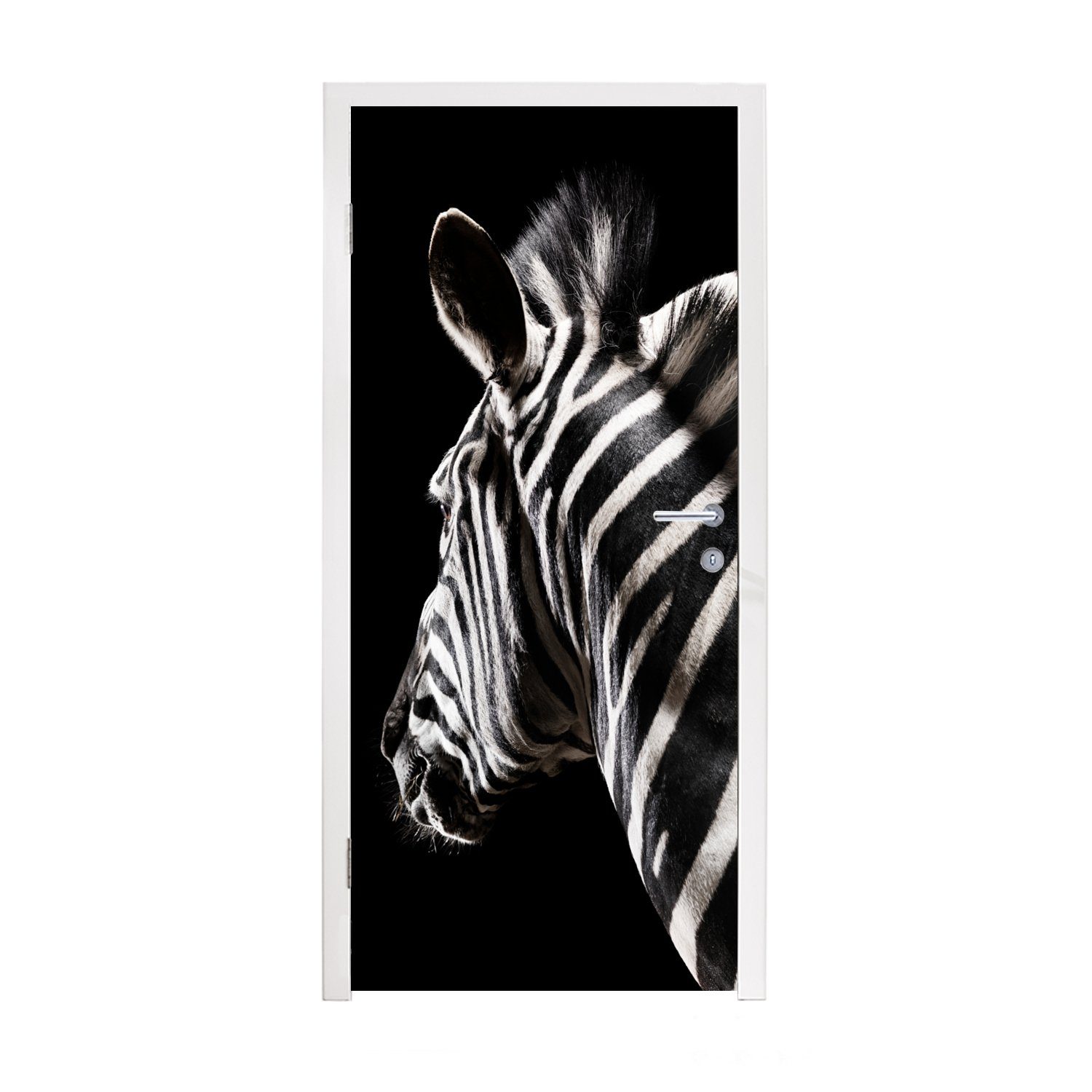 MuchoWow Türtapete Zebra - Wilde Tiere - Muster, Matt, bedruckt, (1 St), Fototapete für Tür, Türaufkleber, 75x205 cm