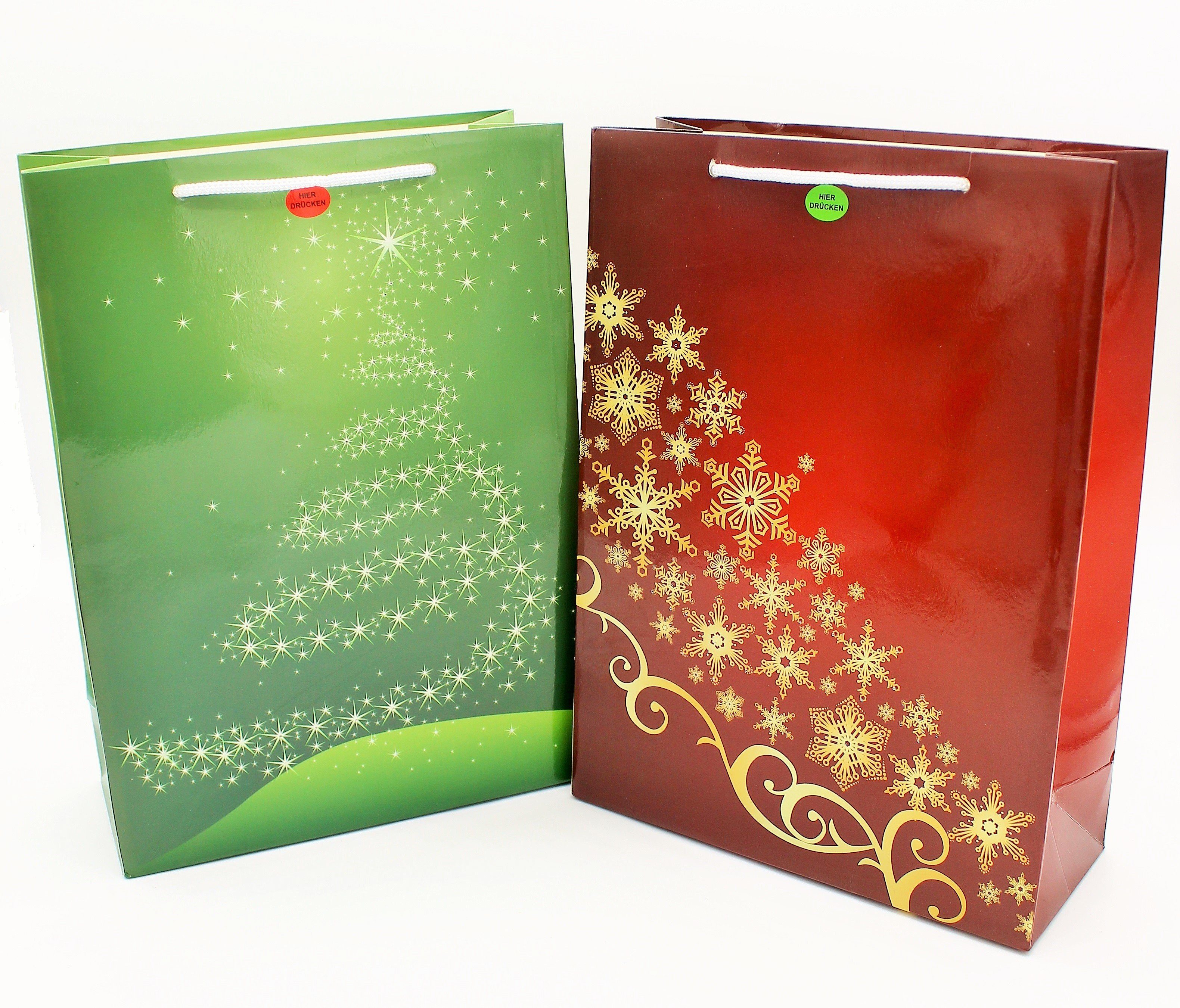 JOKA international Geschenkpapier LED Leuchttüte "Weihnachten", groß - 2er  Set, Geschenktasche, 2tlg.