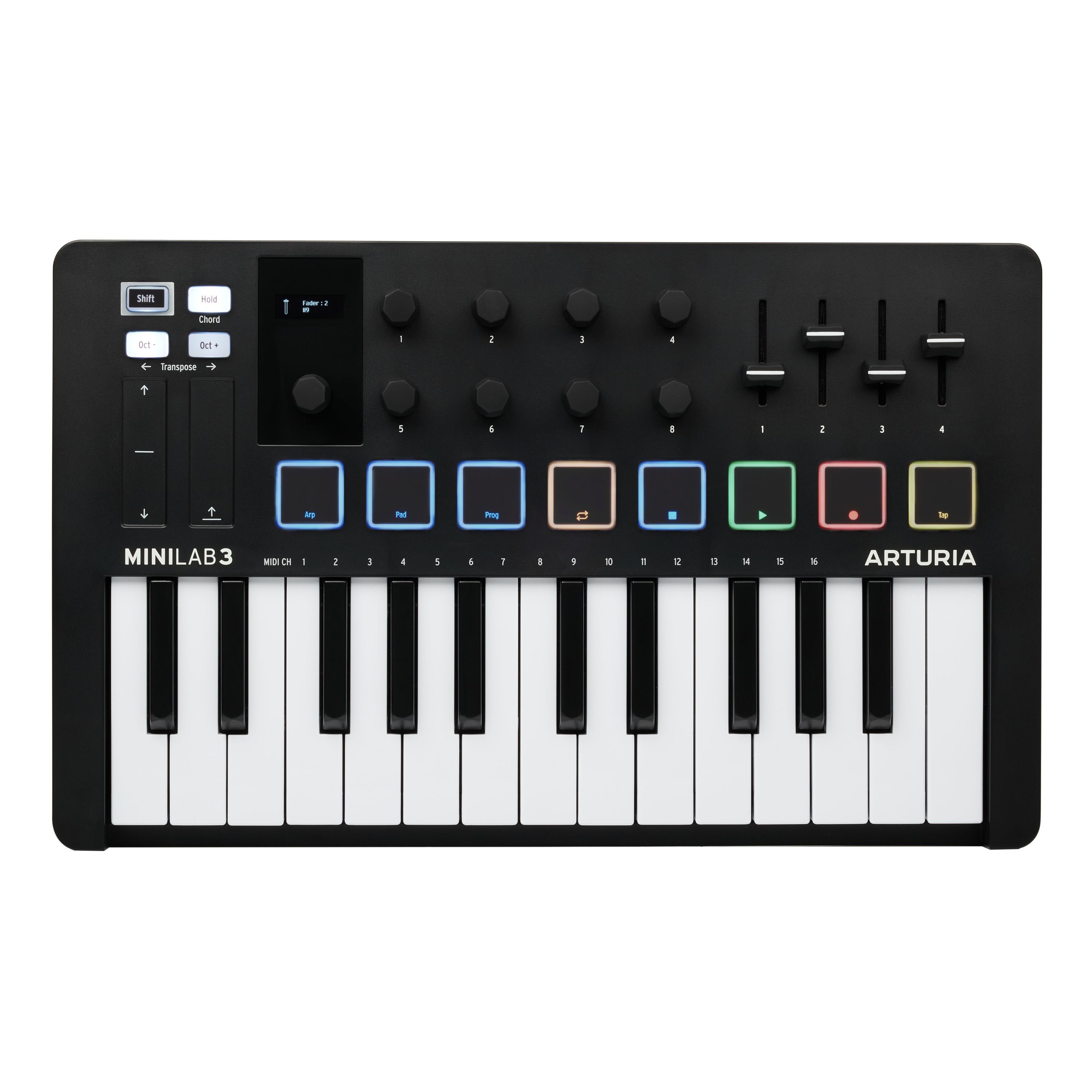 Arturia Masterkeyboard (Masterkeyboards, MIDI-Keyboard 25), MiniLab 3 Black - Master Keyboard