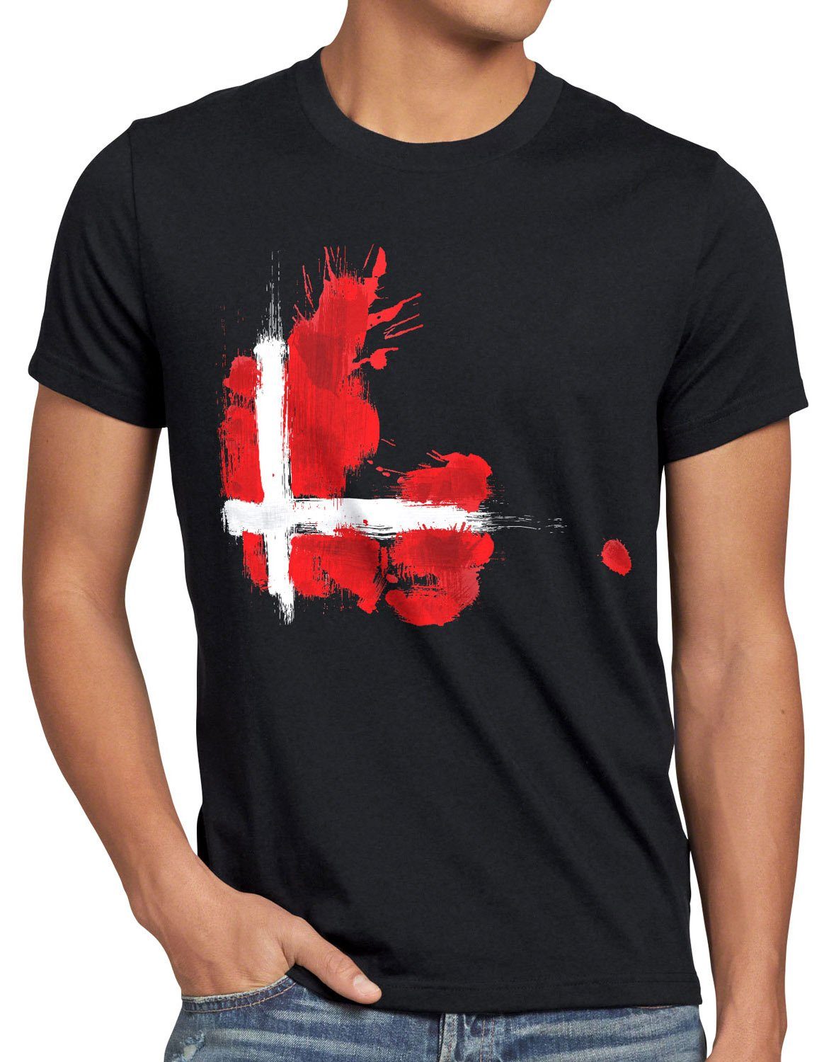 style3 T-Shirt Flagge Dänemark Fußball Sport Denmark WM EM Fahne