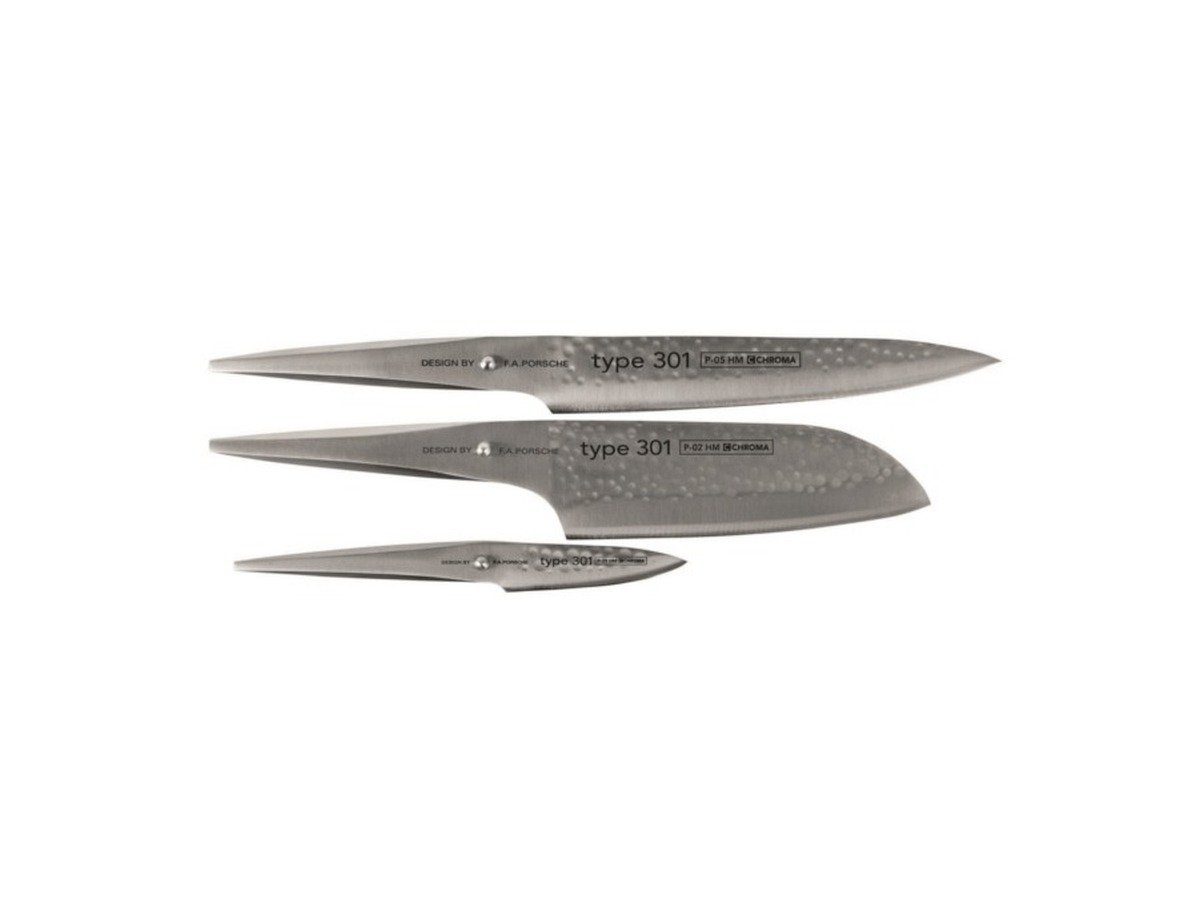 3-tlg) Messer-Set 301 Hammerschlag mit Messer-Set drei CHROMA (3-teilig, Messern Type