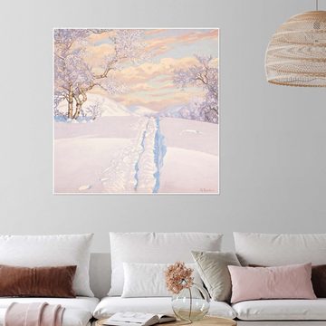 Posterlounge Poster Gustaf Edolf Fjæstad, Winterlandschaft mit Skispuren, Wohnzimmer Natürlichkeit Malerei
