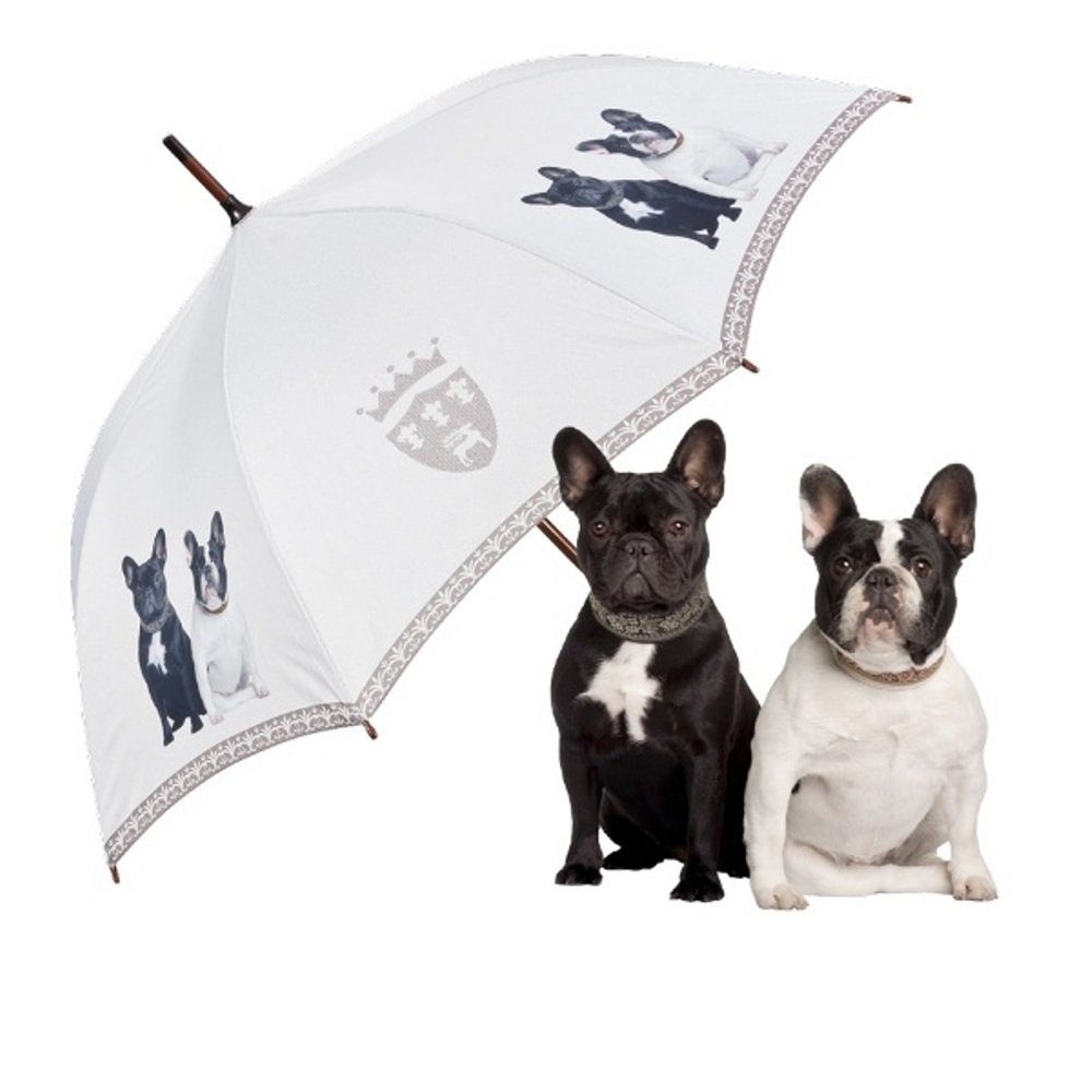 von Lilienfeld Stockregenschirm Motivschirm Französische Stabil, Bulldoggen Auf-Automatik Tiermotiv Hund