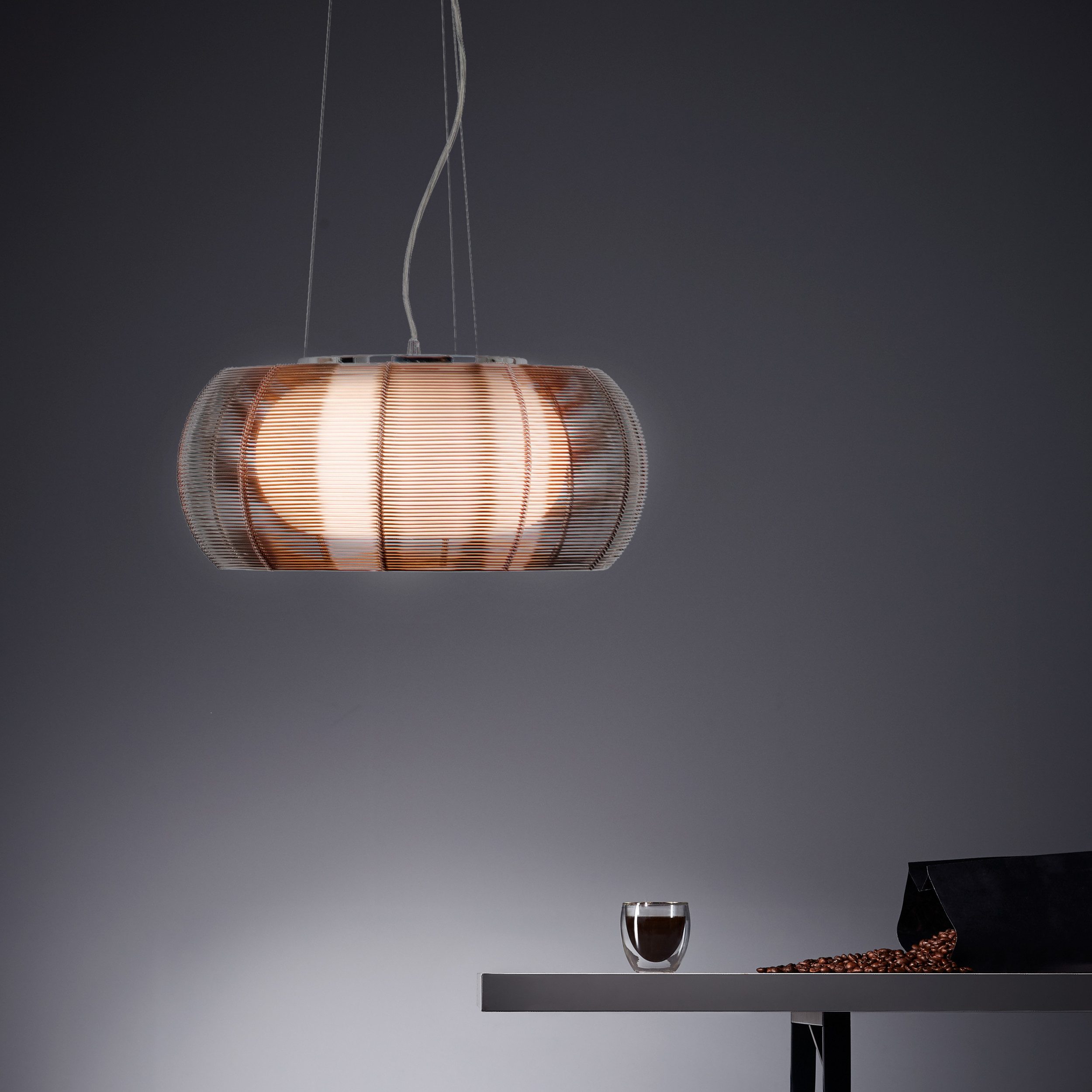 Lightbox Pendelleuchte, ohne Leuchtmittel, stilvolle Hängelampe - Pendelleuchte mit dekorativem Glas-Schirm 40cm