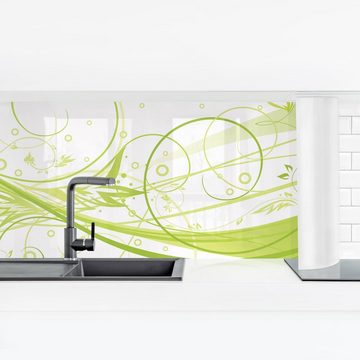 Bilderdepot24 Küchenrückwand grün dekor Muster Wandpaneel March Wandverkleidung Küche, (1-tlg., Nischenrückwand - für Fliesenspiegel ohne Bohren - matt), Spritzschutz Rückwand Küche Herd - Folie selbstklebend versch. Größen