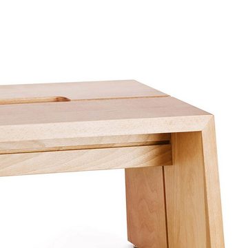 NATUREHOME Fußhocker DESIGN Fußbank Buche natur geölt mit Tragegriff, Massivholz, Handarbeit, Design-Möbel