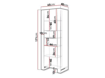 MIRJAN24 Vitrine Wood Vitrine, Wohnzimmer Schrank mit Fächern und 2 Türen, Vitrinenschrank