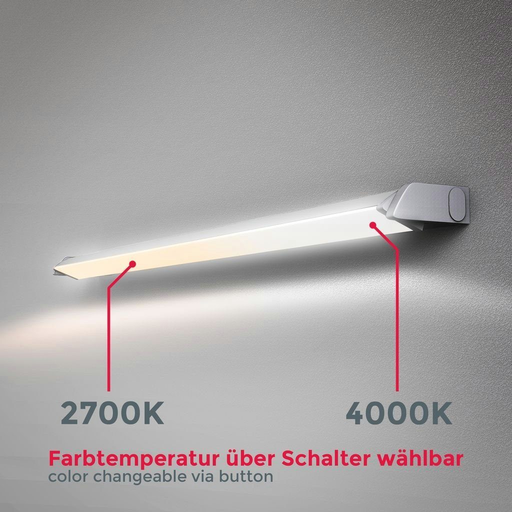 x Schwenkbar B.K.Licht x Silber Küchenleiste fest Unterbauleuchte LED 2,4 oder 740lm integriert, Neutralweiß, Extra-Warmweiß, 2.700K - LED 4.000K 55,7 650lm Schrankleuchte cm BKL1211, 6,1 6,8W