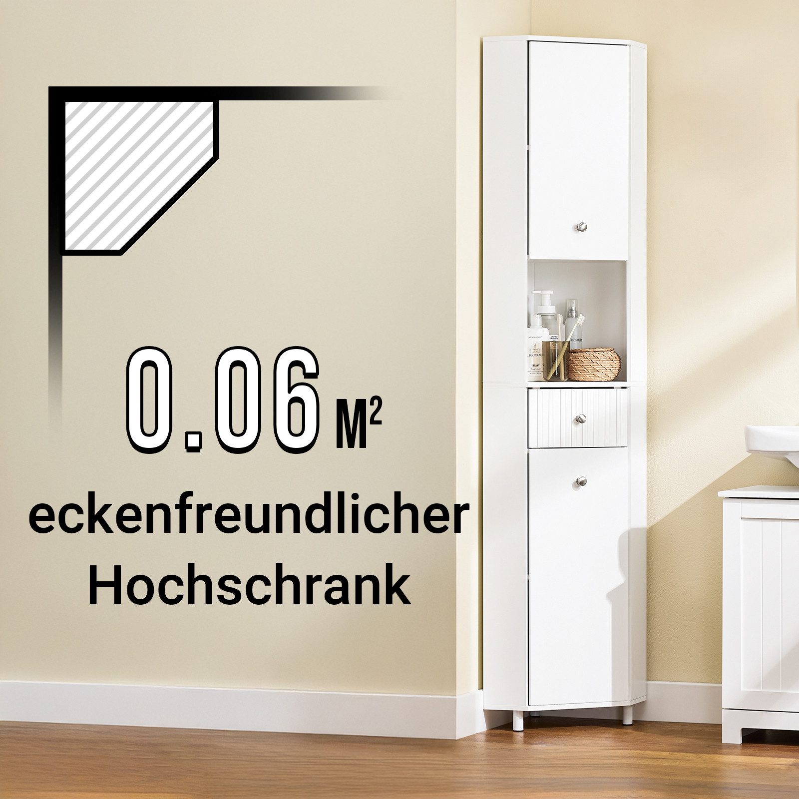 SoBuy Hochschrank mit 2 Türen Badschrank mit Offenen Fächern Weiß BZR193-W günstig online kaufen