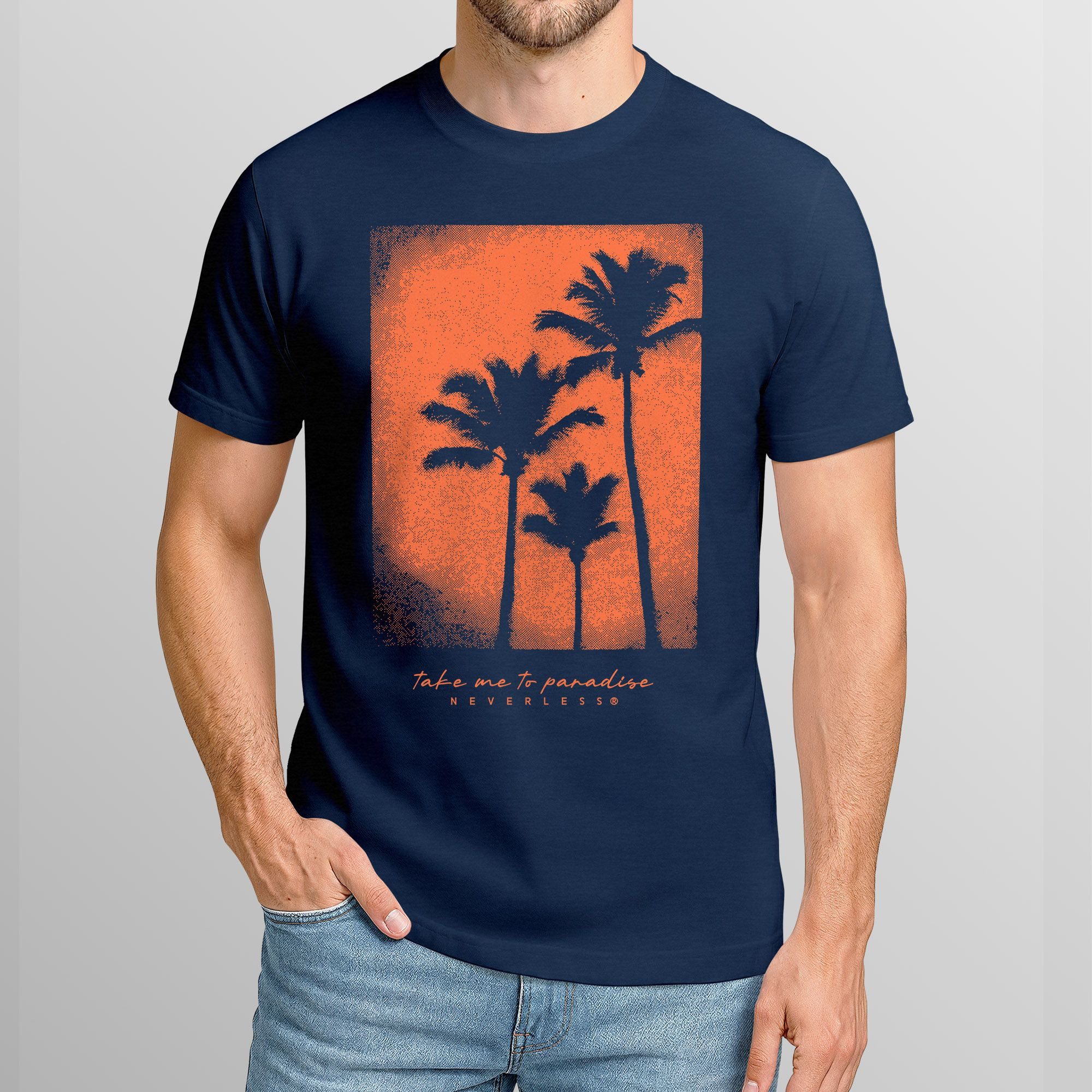 Neverless Print-Shirt Herren T-Shirt Palmen Fotoprint günstig online kaufen