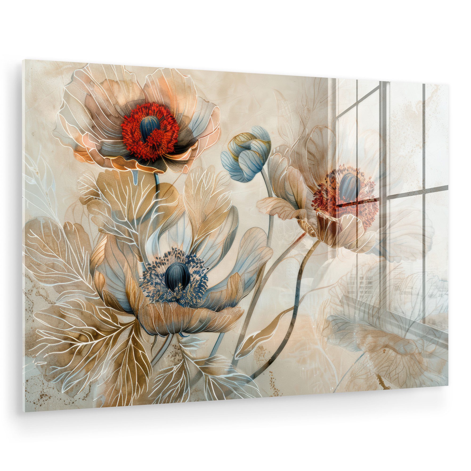 MuchoWow Acrylglasbild Blumen - Beige - günstig online kaufen