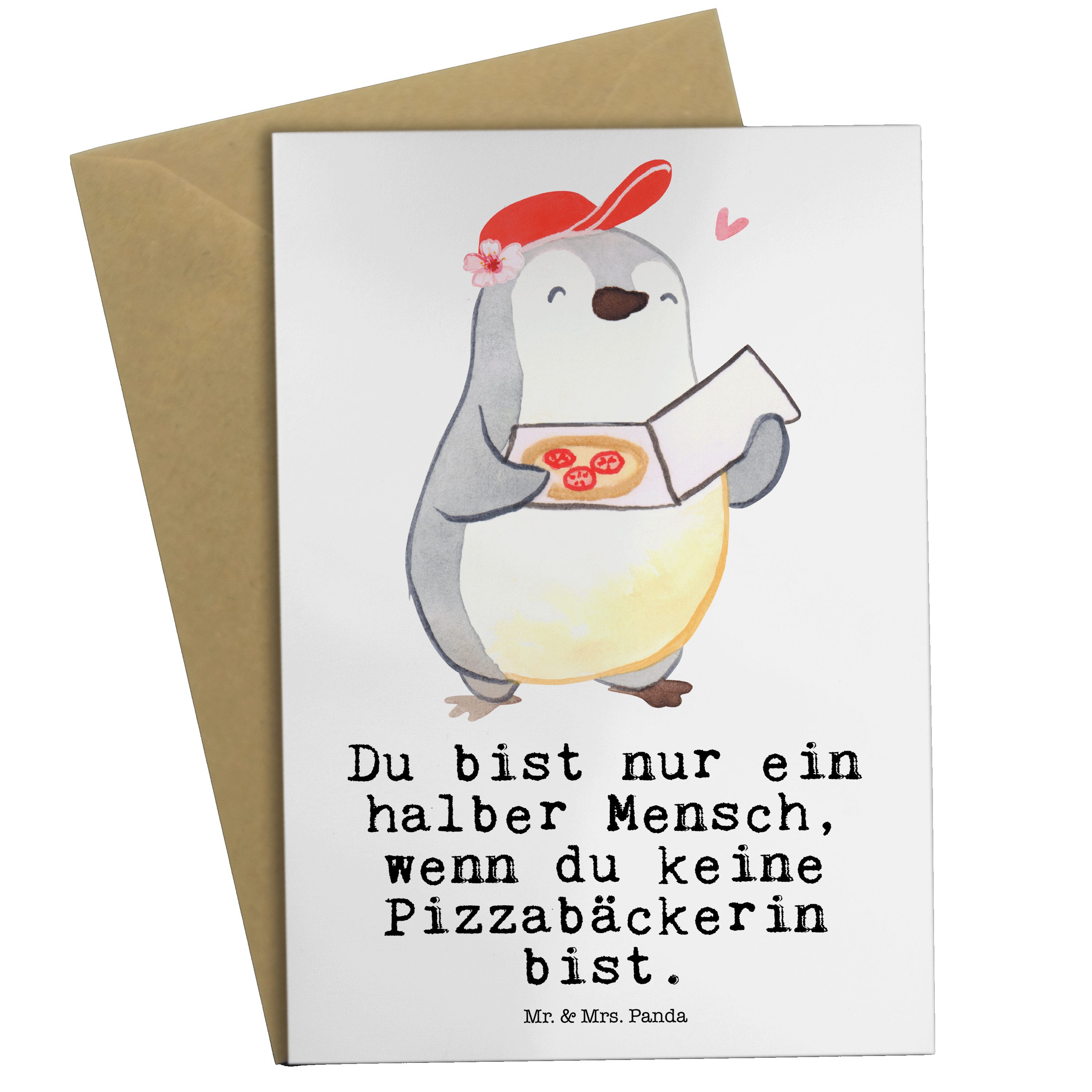 Panda Mr. Klappkart - Weiß Geschenk, Mrs. Herz mit & Geburtstagskarte, Grußkarte Pizzabäckerin -