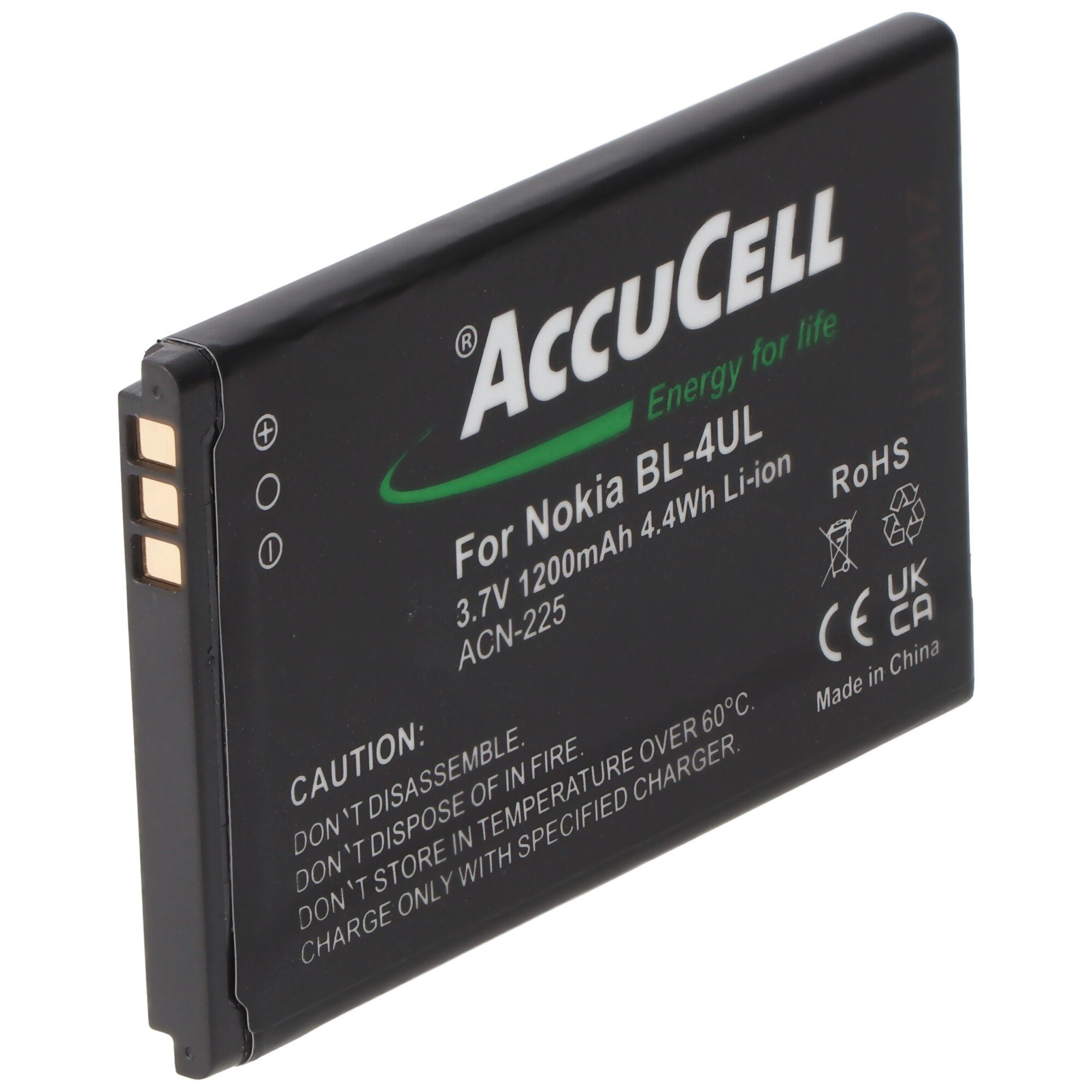 AccuCell Li-ion-Akku passend für den Nokia Akku BL-4UL und Nokia Lumia 225, As Akku 1200 mAh (3,7 V)