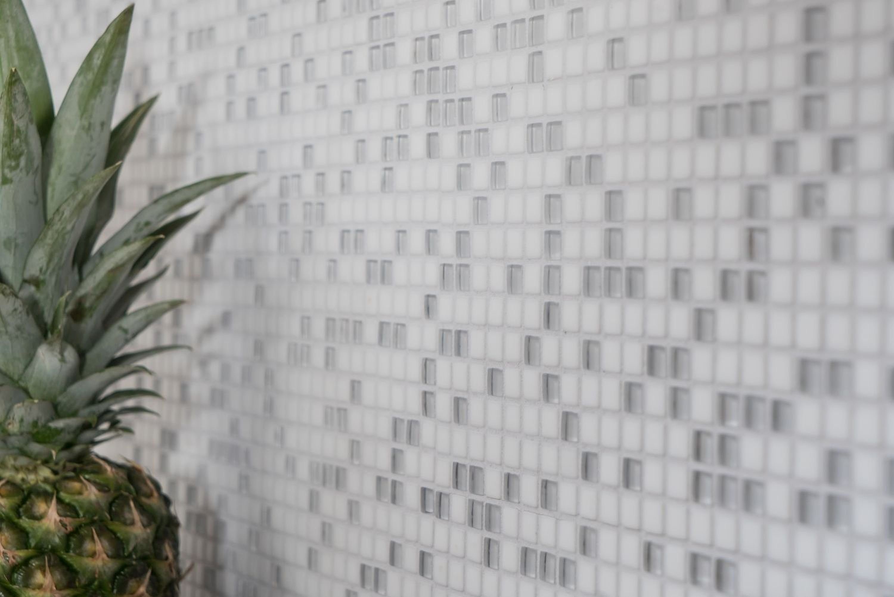 Glasmosaik Nachhaltiger Mosani Recycling Fliese Enamel Mosaikfliesen weiss matt Wandbelag