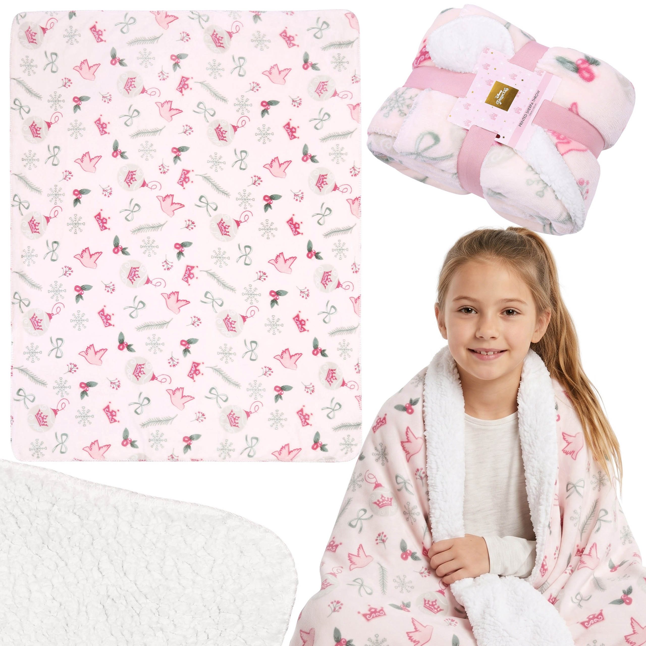 Plaid Disney Princess Fleecedecke für Kinder, Sherpa, 120 x 150 cm, Disney