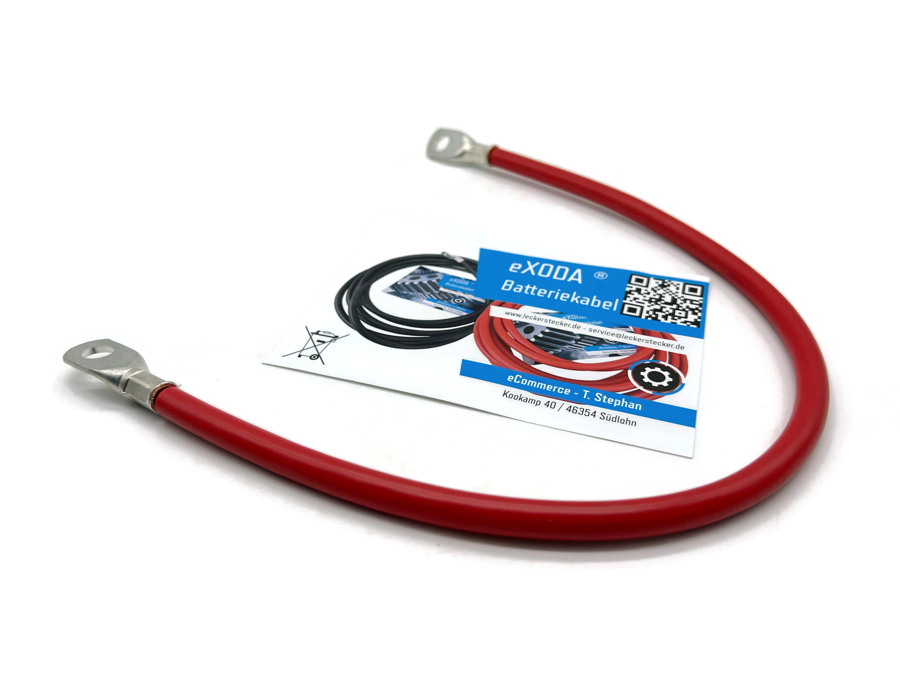 eXODA 35 mm2 M10 M10 Batteriekabel, Rot, (50 cm), 99% Kupfer