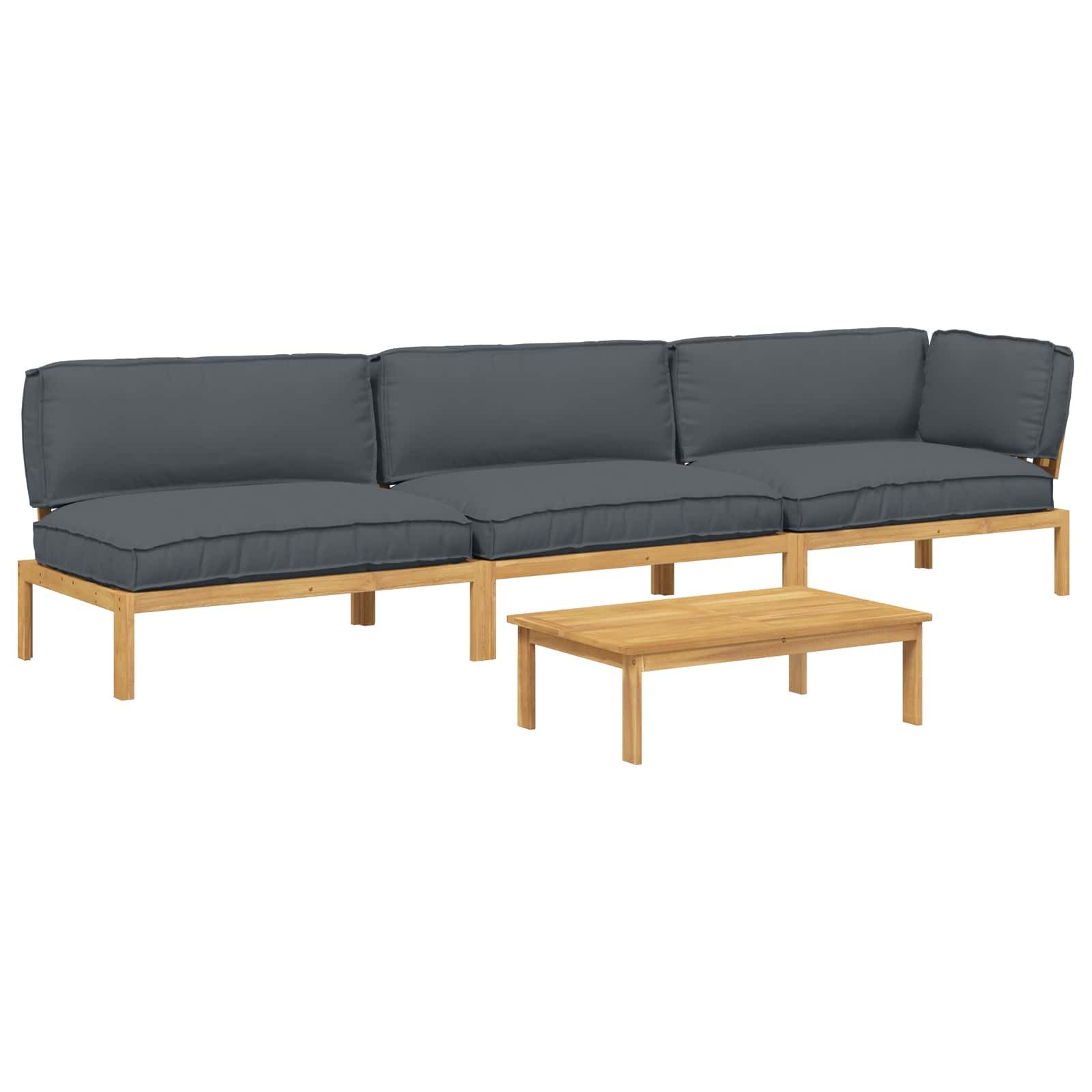 vidaXL Gartenlounge-Set Sofa Set 4 stk. Anthrazit Massivholz, (4-tlg)