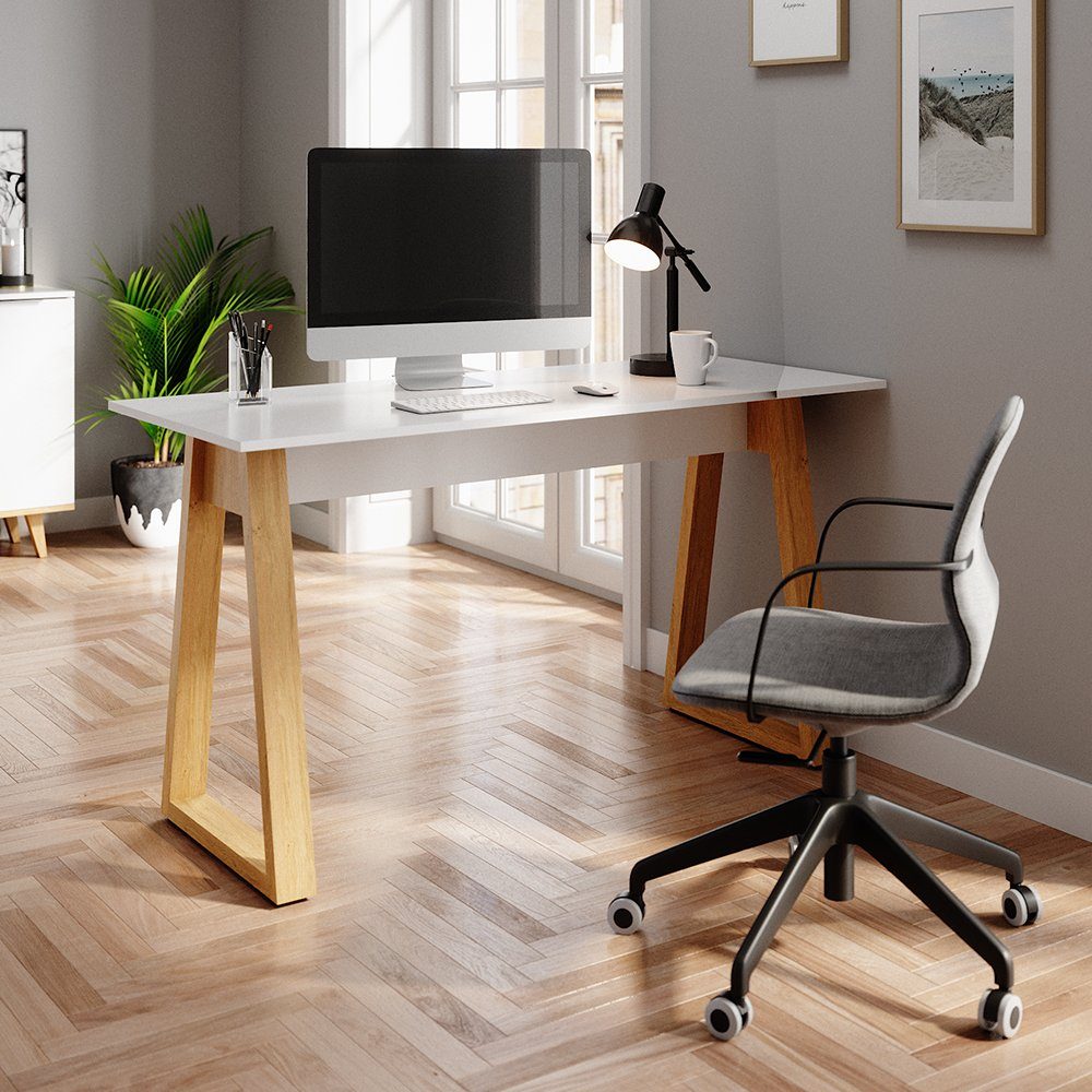 Vicco Schreibtisch Nautica, Weiß/Eiche, 138 x 60 cm (1-St)