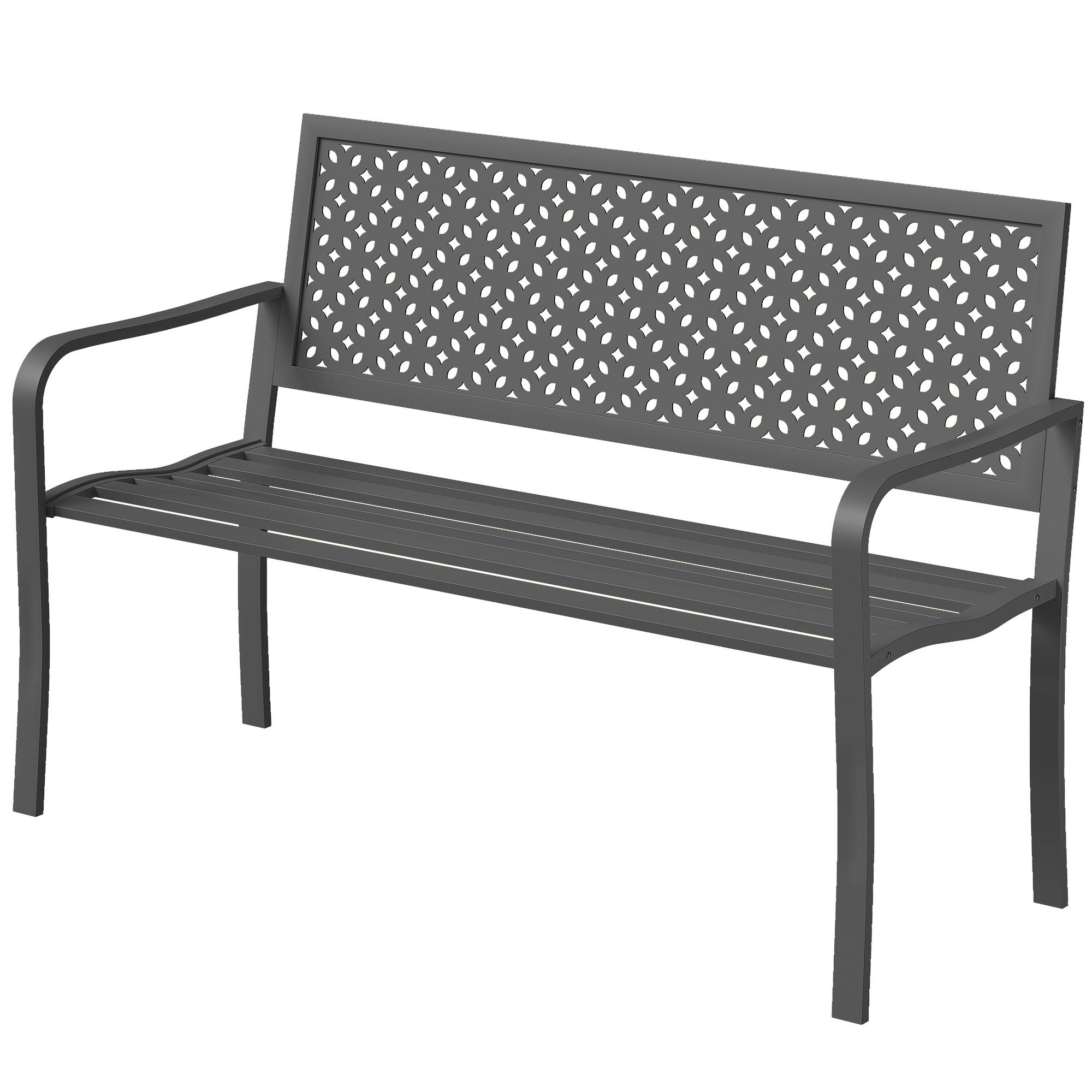 kowdom Gartenbank Metallbank 2-Sitzer für Garten, 127 cm, wetterfest, rostfrei, 240 kg (Gartenbank, Einzelbank 2-Sitzer), rostfrei, wetterfest, 240 kg Belastbarkeit, 2-Sitzer