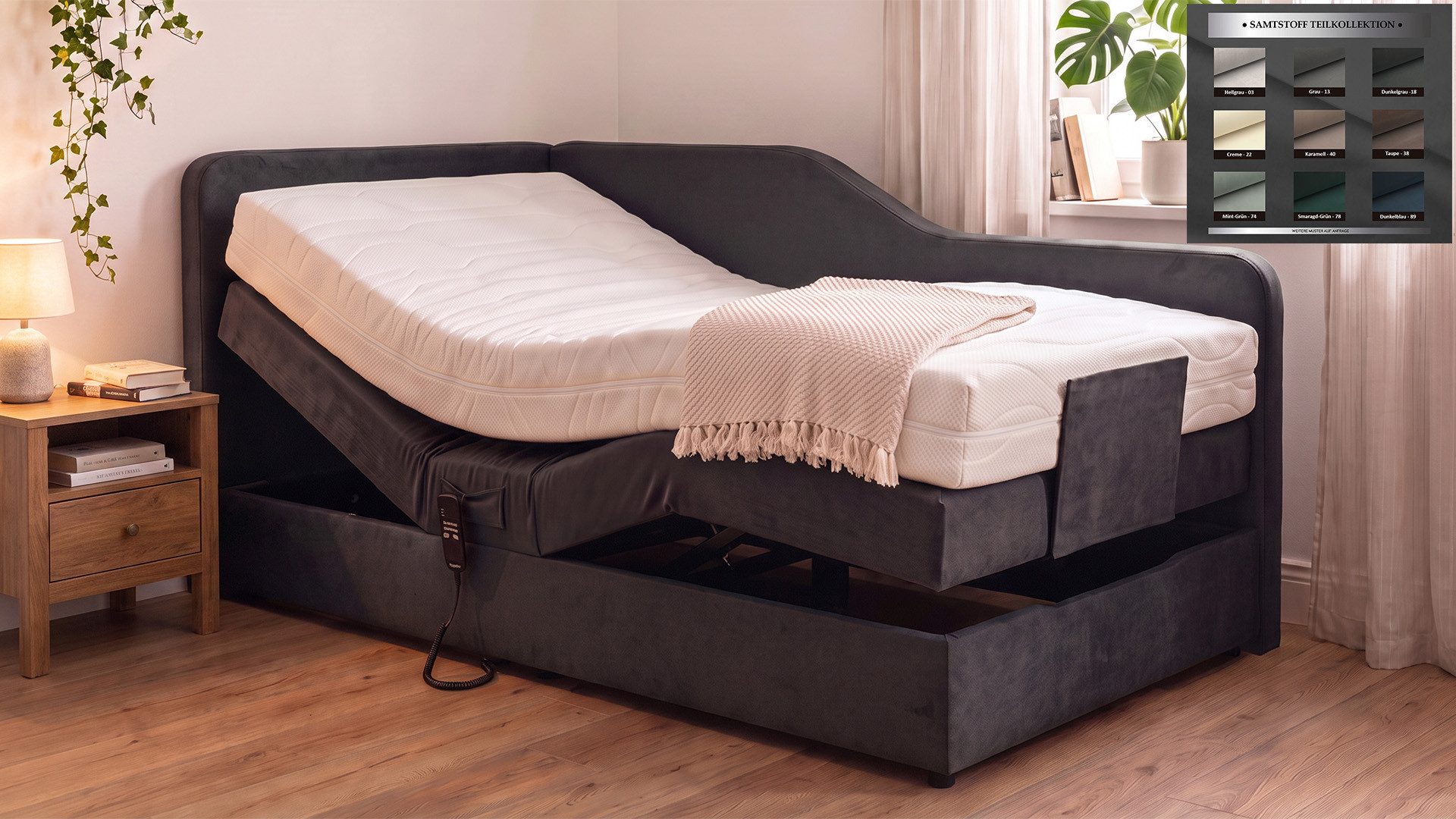PAARA Boxspringbett Box Alexandria elektrisch verstellbar mit Motor alles, mit einzigartigem Belüftungssystem
