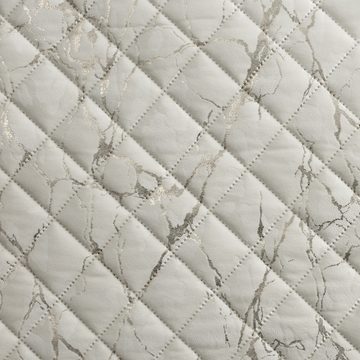 Tagesdecke aus Samt, mit glänzendem Marmormuster, Eurofirany, Größe: 170x210 cm, Farbe: Weiß/ Champagner