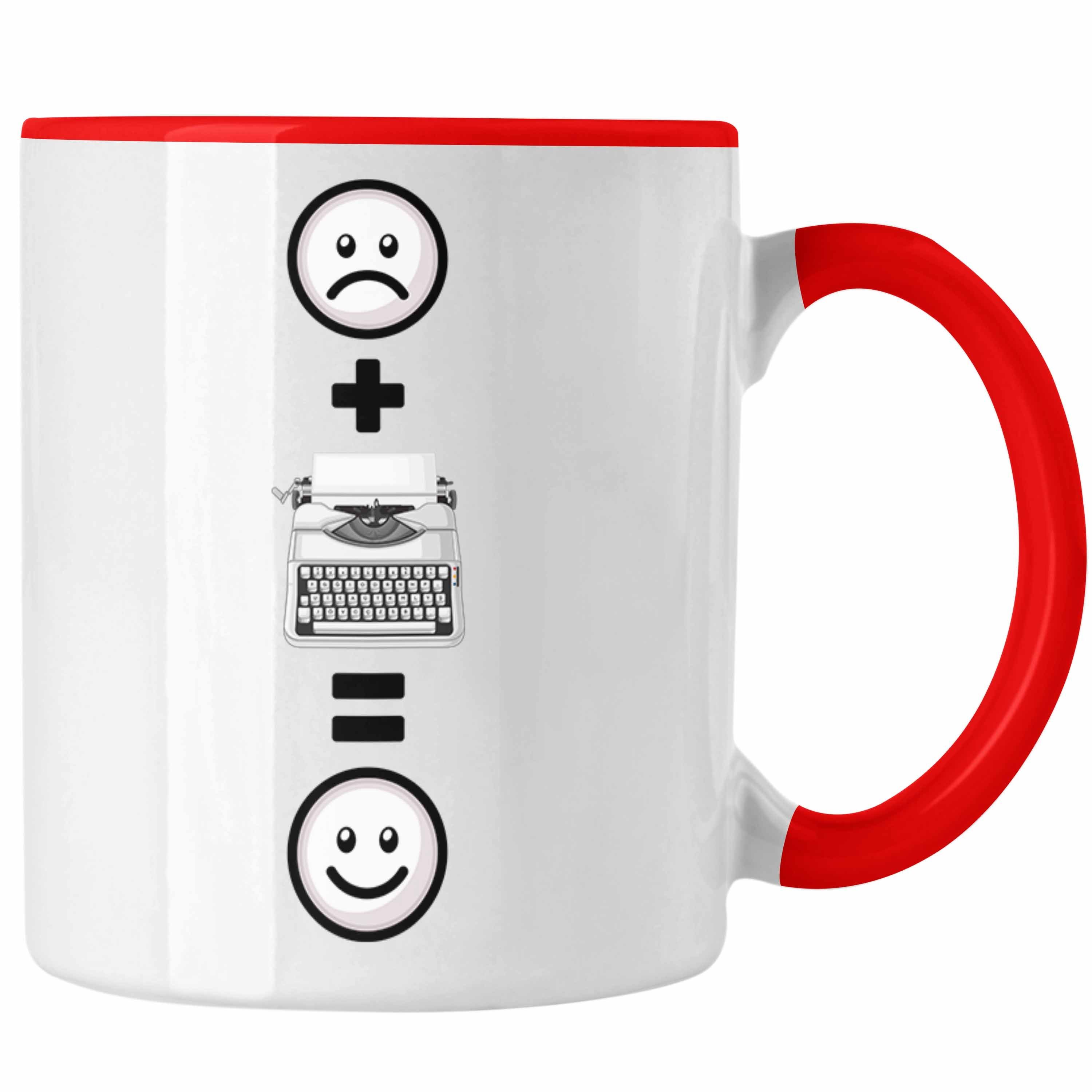 Trendation Tasse Schreibmaschine Tasse Geschenkidee für Schreibmaschinen retro Nostalgi Rot