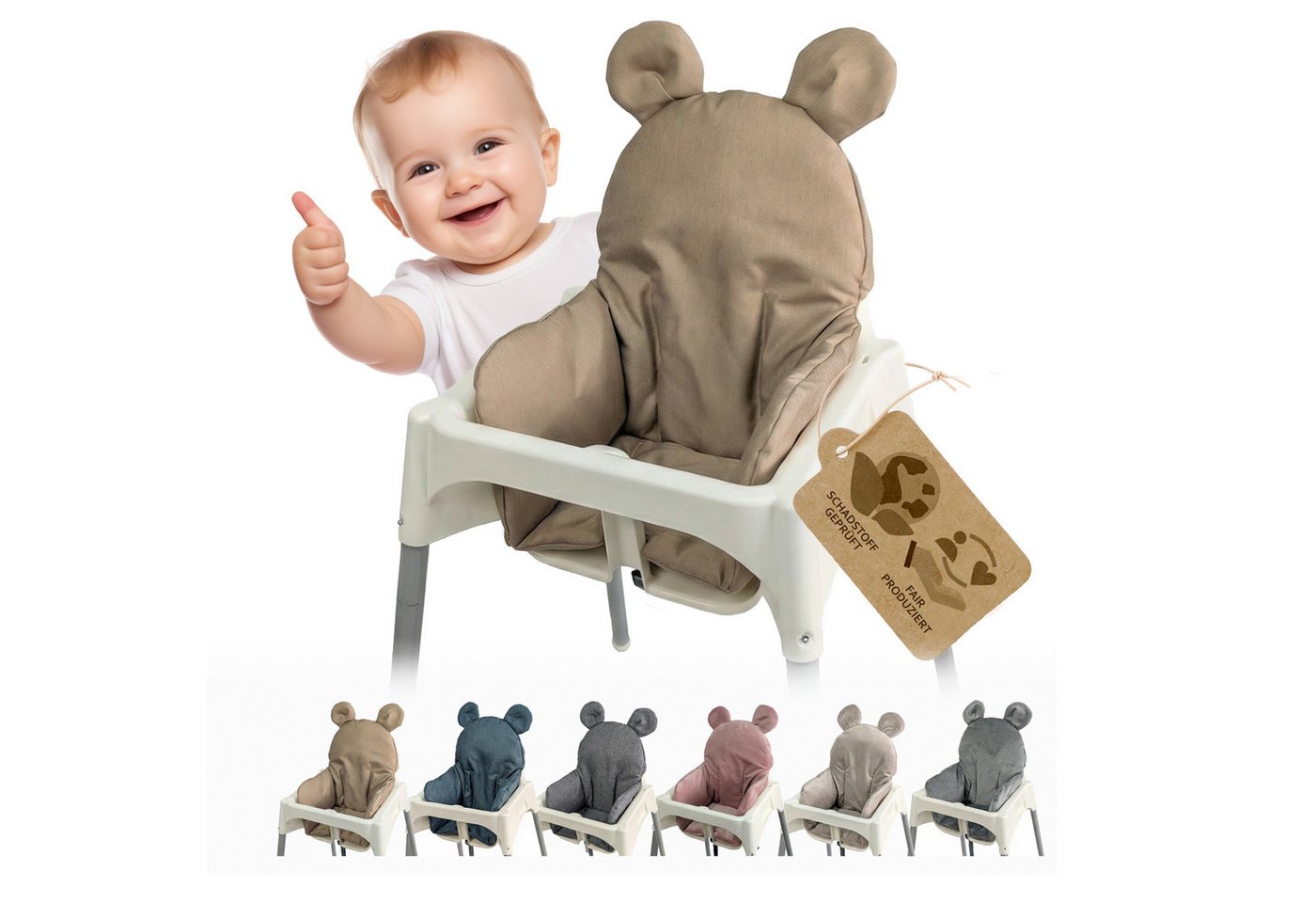 BambiniWelt by Rafael K. Hochstuhlauflage Sitzbezug Kissen Ersatzbezug kompatibel mit Ikea Hochstuhl Antilop M2, weich, waschbar, langlebig