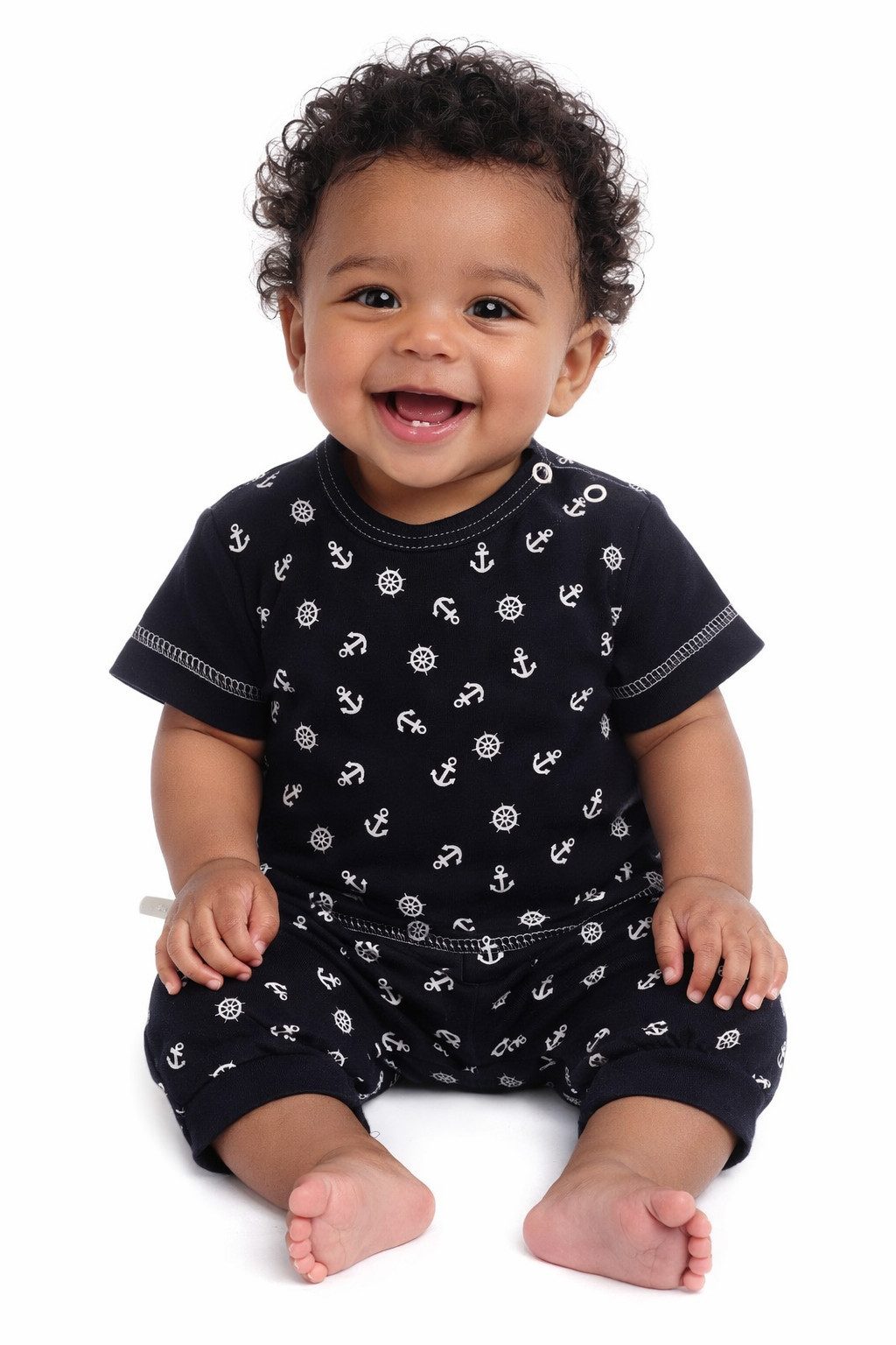 Shorts Baby Sommer Anzug 2tlg Shirt und Shorts in Blau mit Anker