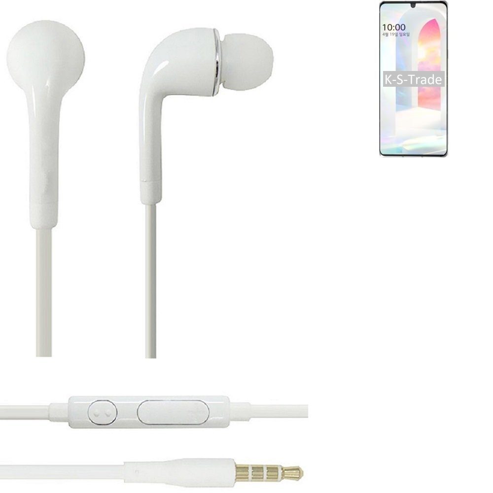 K-S-Trade für LG Electronics K62 In-Ear-Kopfhörer (Kopfhörer Headset mit Mikrofon u Lautstärkeregler weiß 3,5mm)