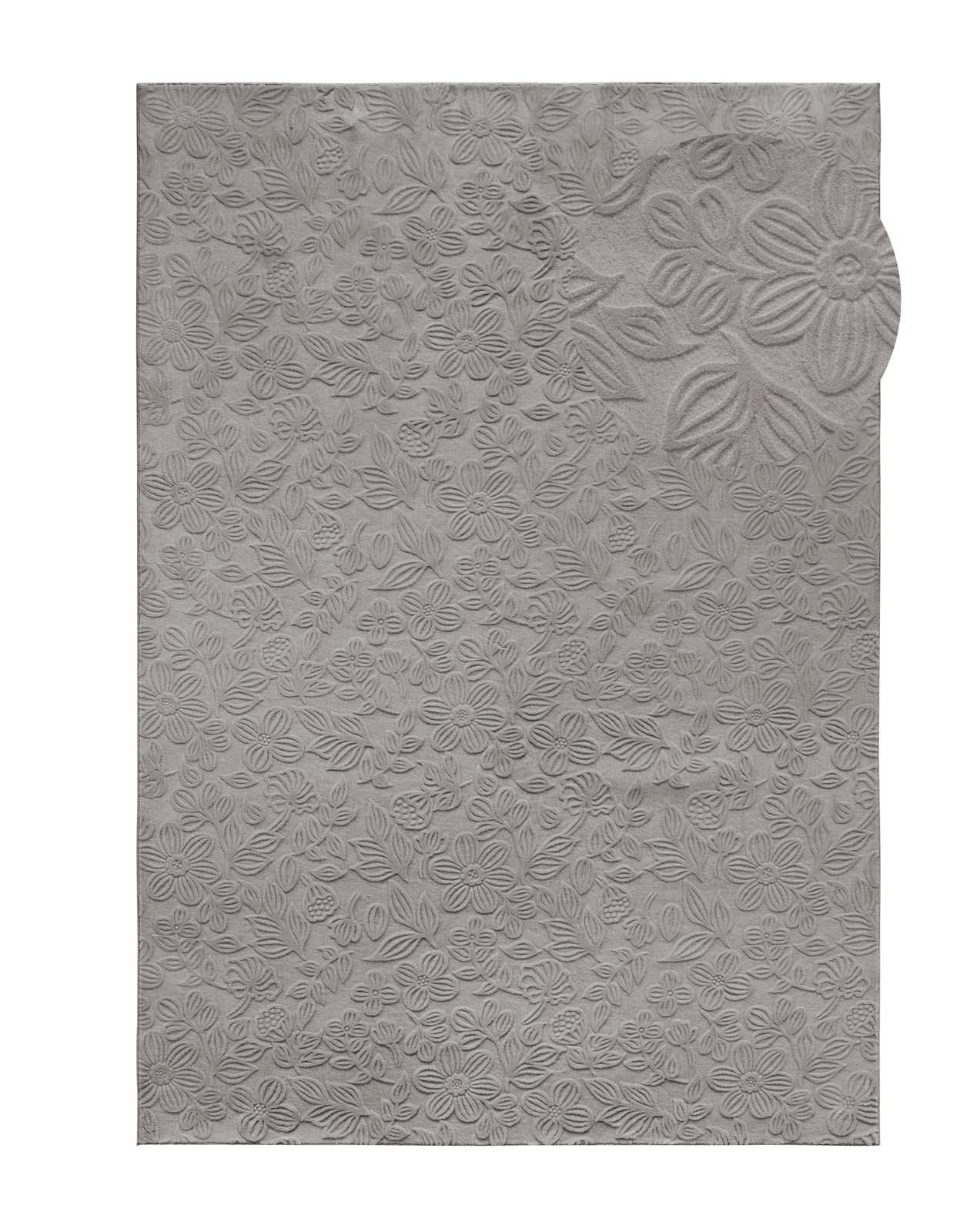 TaraCarpet Teppich TaraCarpet Homestyle 375 Flora, rechteckig, Höhe: 10 mm, Blätteroptik hoch-tief weich waschbar grau 50x80 – Bild 3 von 5