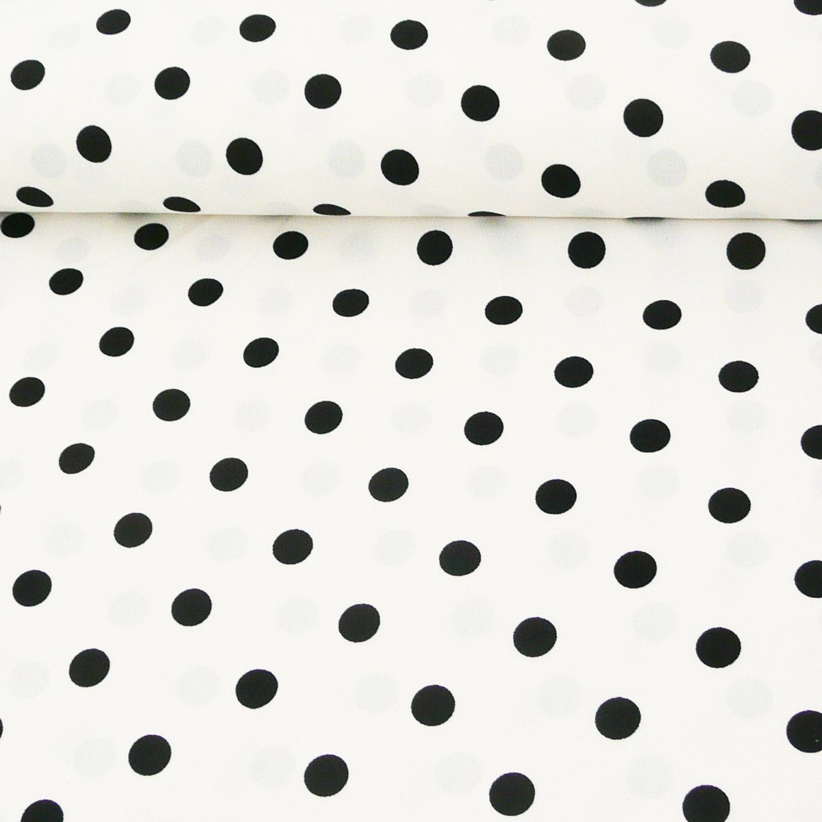 SCHÖNER LEBEN. Stoff Polyester Meterware Punkte weiß schwarz 150cm