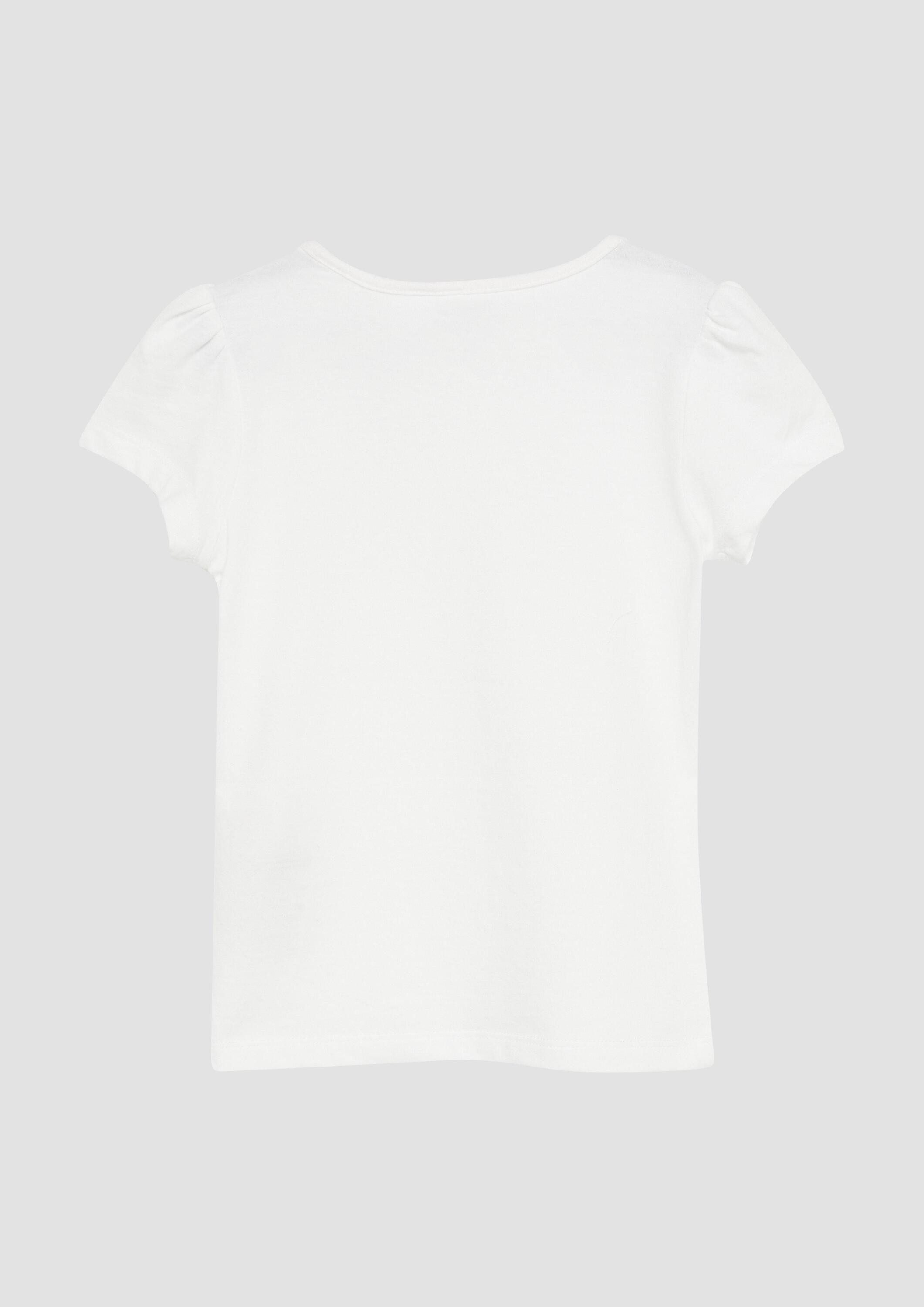 s.Oliver Kurzarmshirt T-Shirt T-Shirt mit Puffärmeln und Blumenapplikation