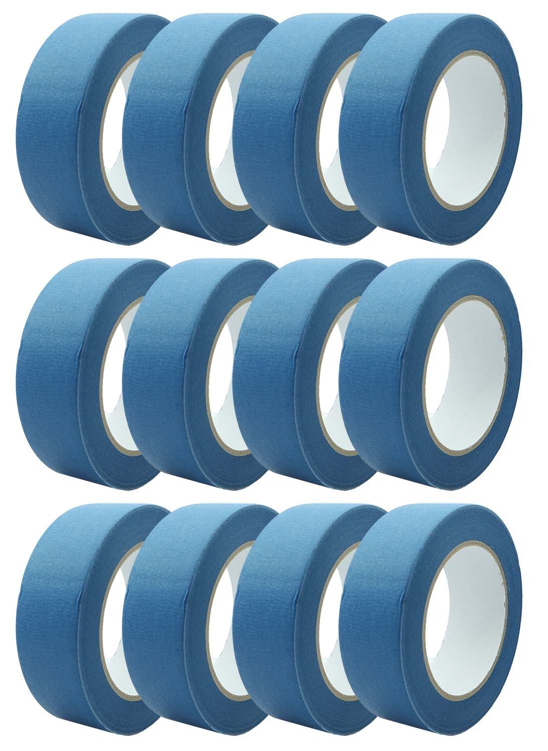 varivendo Kreppband Blaues Feinkreppband 12 Rollen 38mm x 50m (Rollen, 1-St., Pro Mask blau Feinkreppband) Kreppband malerklebeband malerkrepp