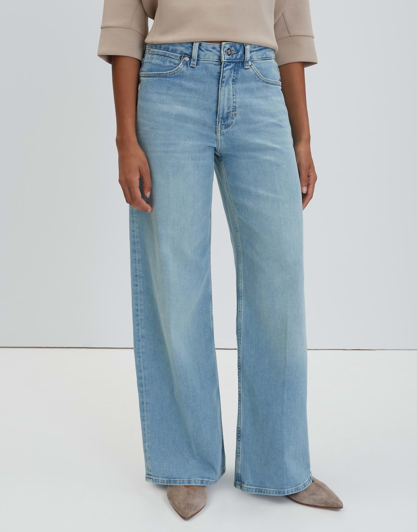 someday Weite Jeans CELLMA ICONIC aus BCI Cotton Mix Mid Rise Mid Rise, Ankle, nach vorne verlaufende Seitennaht