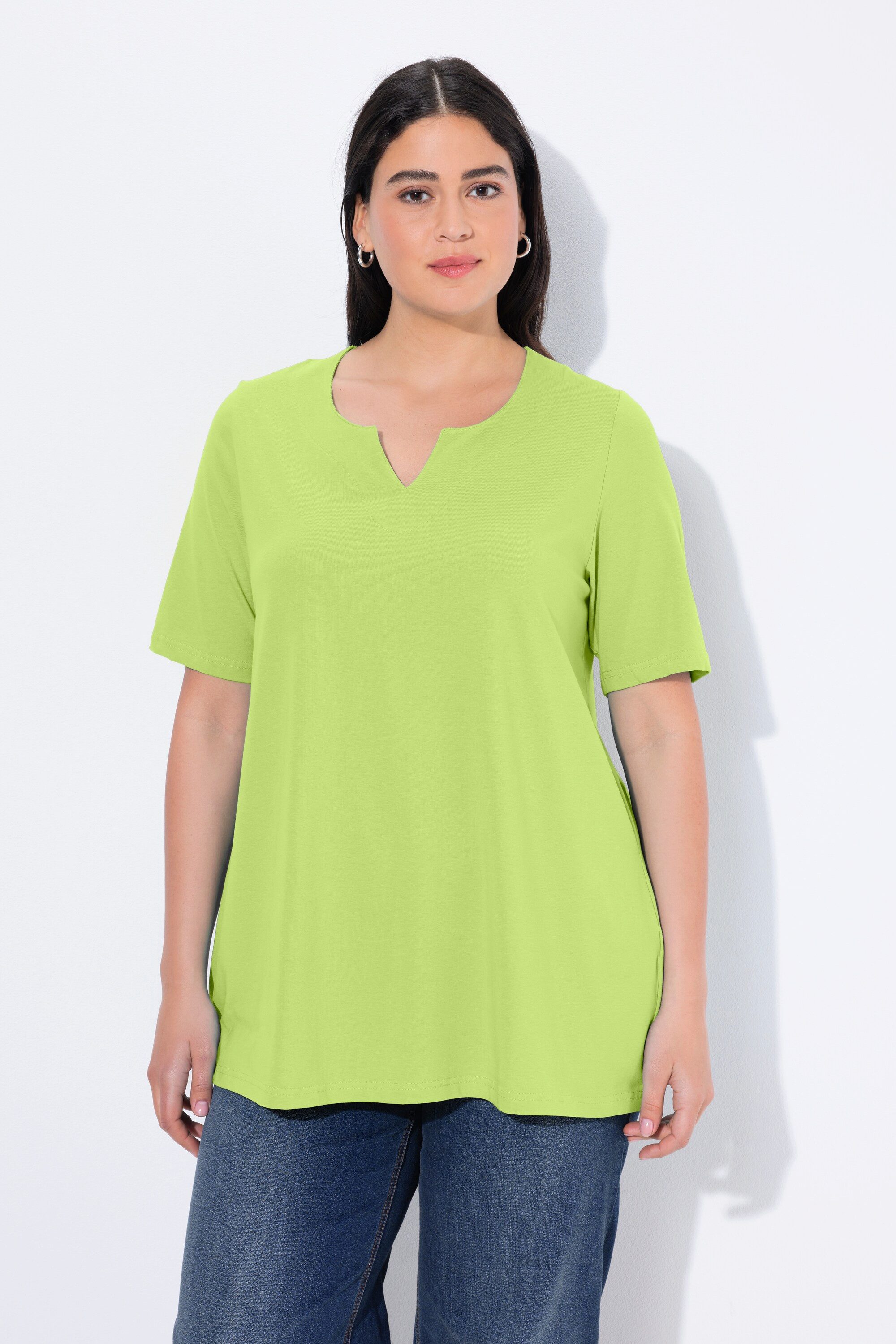 T-Shirt T-Shirt A-Linie Tunika-Ausschnitt Halbarm