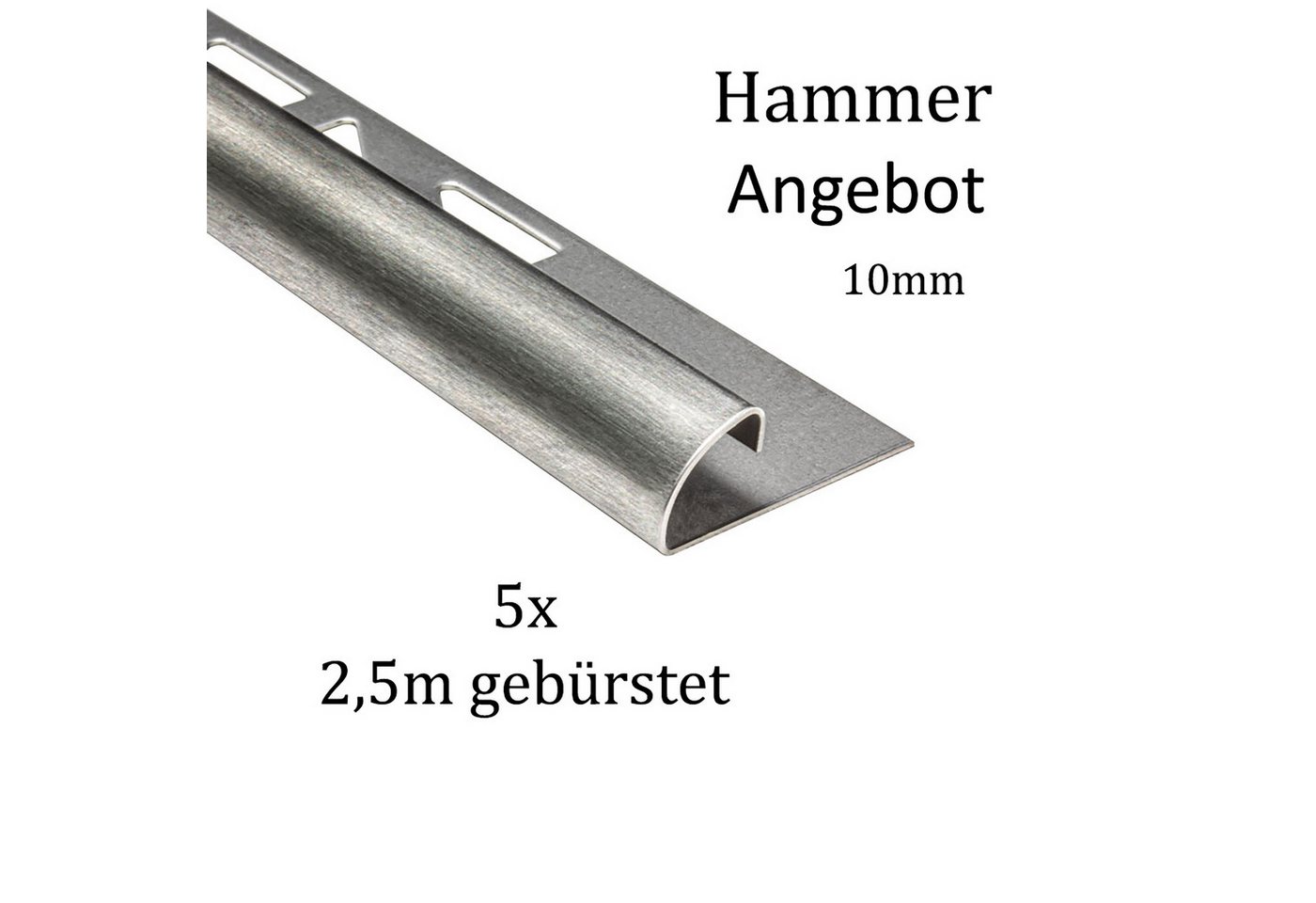 Thumbnail - tktrading24 Abschlussprofil 5x Viertelkreis Fliesenprofil Edelstahl 250cm 10mm Gebürstet (Set, 5er)