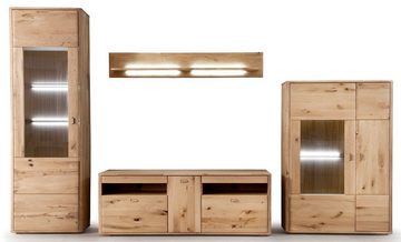 MCA furniture Wohnwand Wohnwand Wohnkombination Ravello, Balkeneiche Bianco, 4-teilig, (4-St)