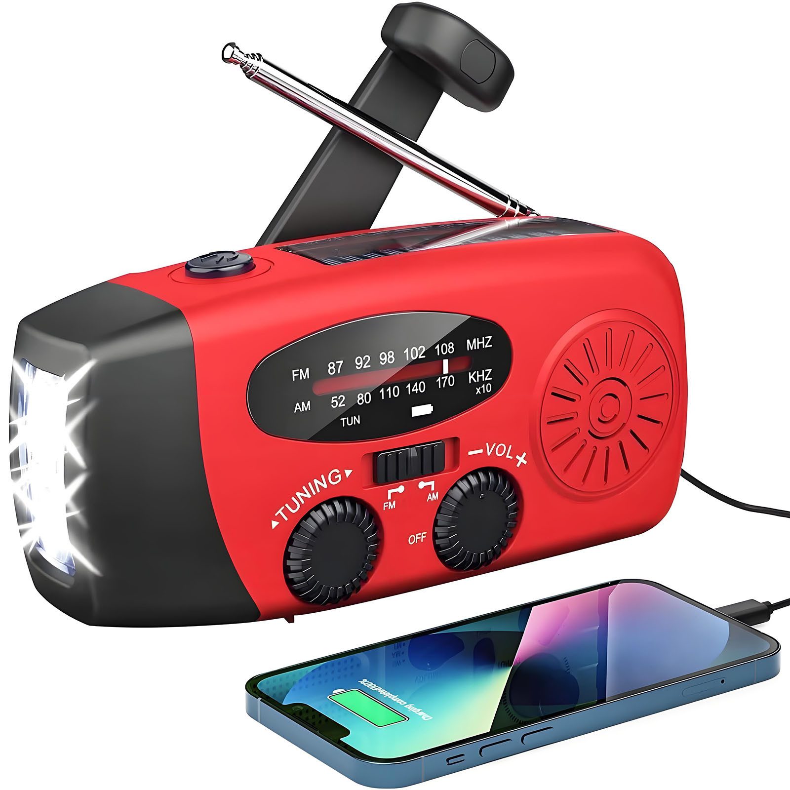 Solarbaby Solar Radio, AM/FM Kurbelradio mit Handy Ladefunktion Notfallradio Notfallradio