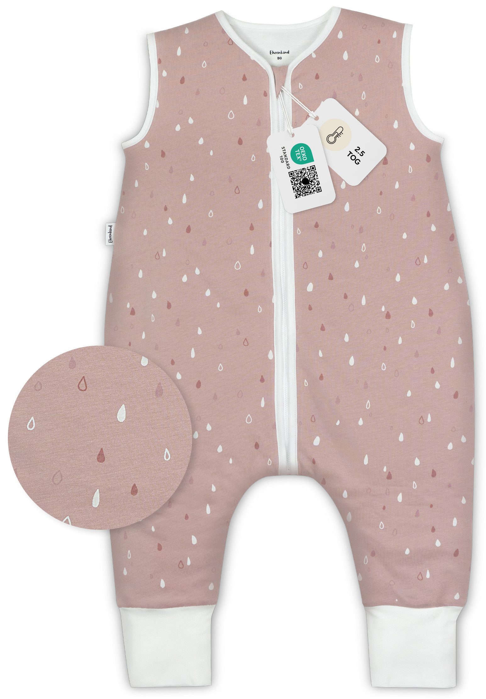 Ehrenkind Babyschlafsack Schlafsack mit Füßen 2.5 TOG, Bio-Baumwolle, Ganzjahr (Standard by OEKO-TEX, 100% Bio-Baumwolle, Ganzjahresschlafsack mit Beinen, 2.5 TOG), Baby Schlafsack, Schlafsack Baby