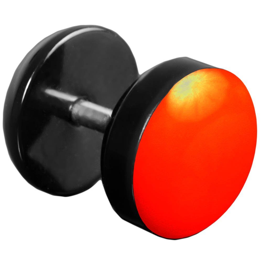 viva-adorno Fake-Ear-Plug 1 Stück Ohrstecker Edelstahl Acryl schwarz, mit farbig emaillierter Front Neon Orange