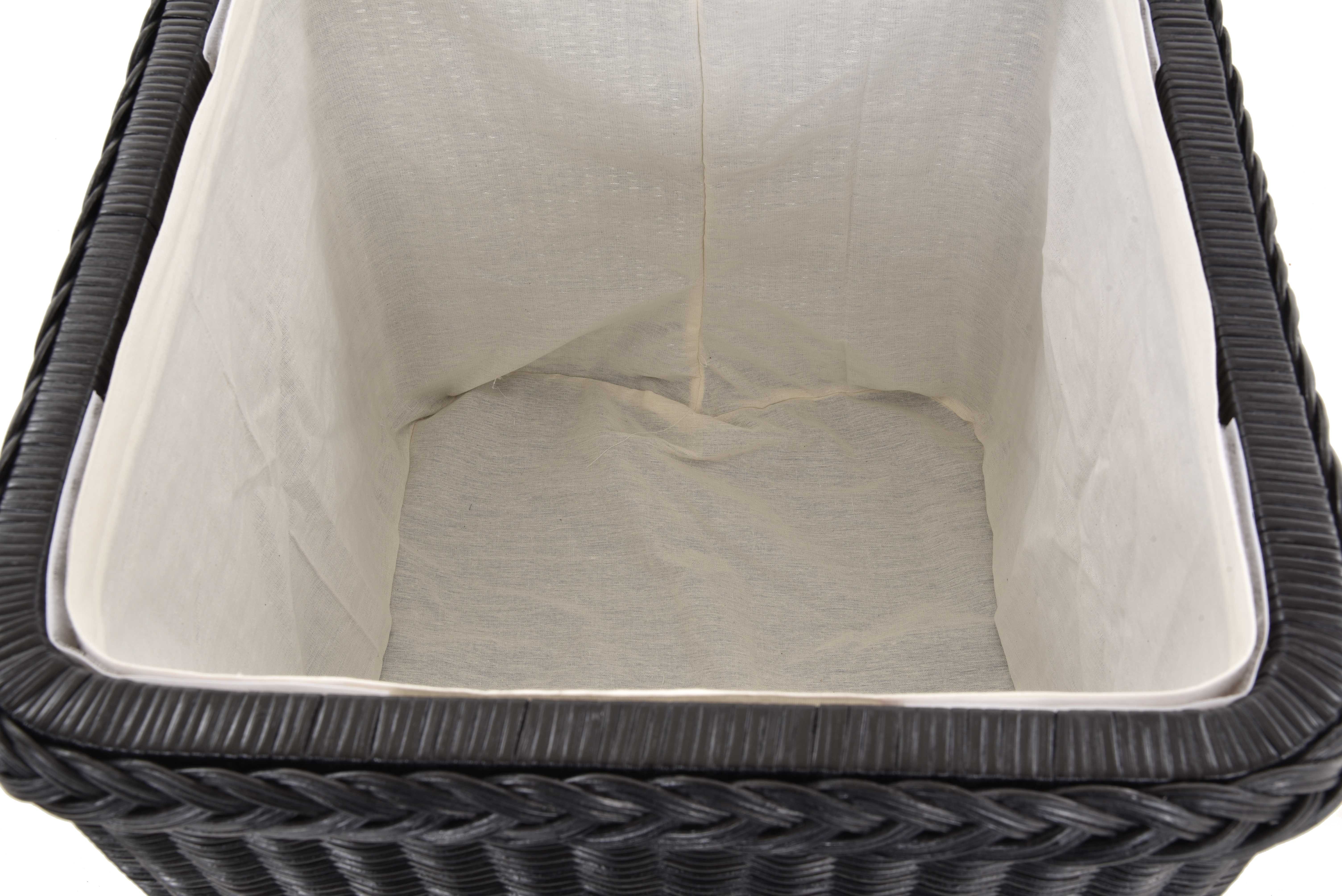 Krines Home Sitztruhe Rattan Wäschekorb Quadratisch Wäschetruhe Sitz gepolstert Flur-Bank, Aufbewahrungsbox mit Deckel Bad-Hocker Sitzhocker Wäschesammler