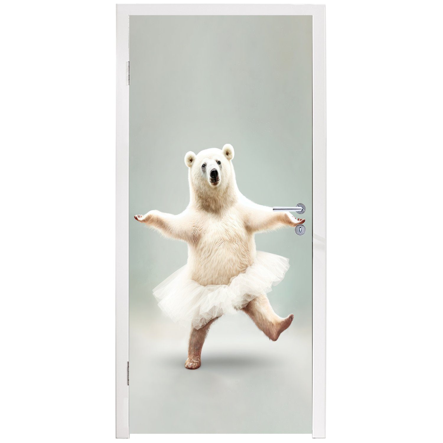 - - - (1 Kinder, St), für Tiere Türtapete Eisbär - Porträt Tür, Fototapete Tutu cm MuchoWow 75x205 Matt, Weiß bedruckt, Türaufkleber, -
