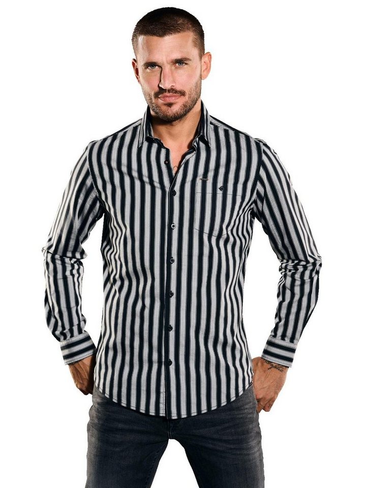 emilio adani Langarmhemd Langarm-Hemd gestreift, Einzigartige Knöpfe, die  dem Hemd das gewisse 