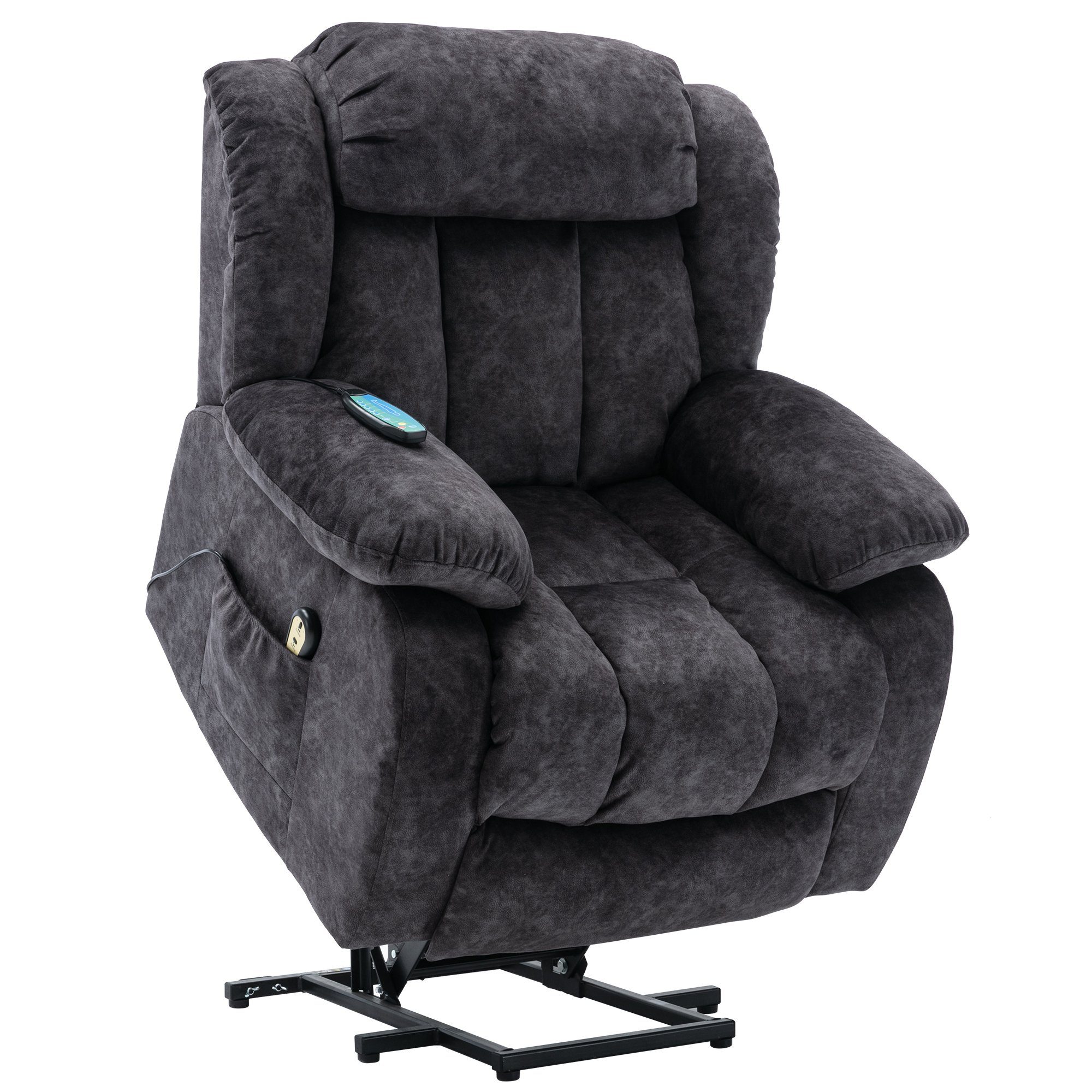 Merax TV-Sessel, Massagesesel mit Wärme und Vibration, USB-verstellbar, beheizt Grau