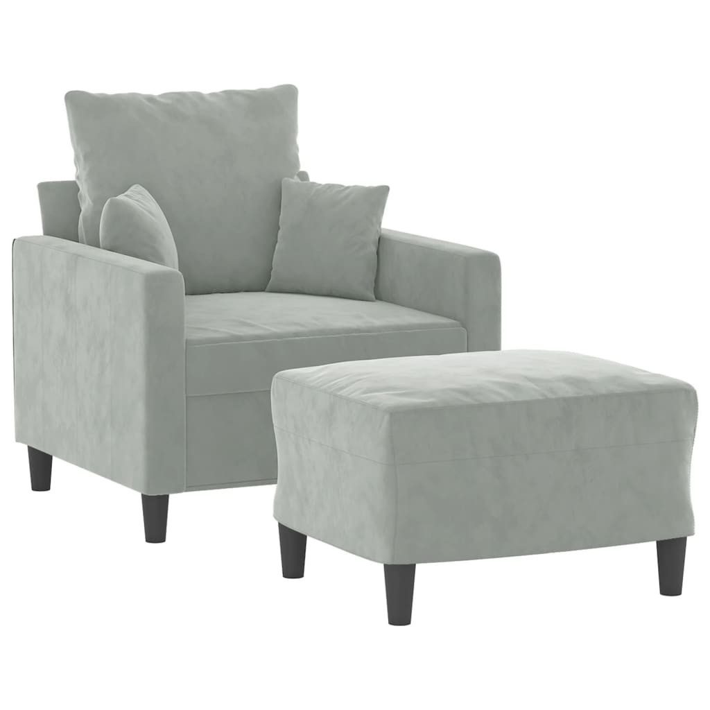 vidaXL Sofa Sessel mit Hocker Hellgrau günstig online kaufen