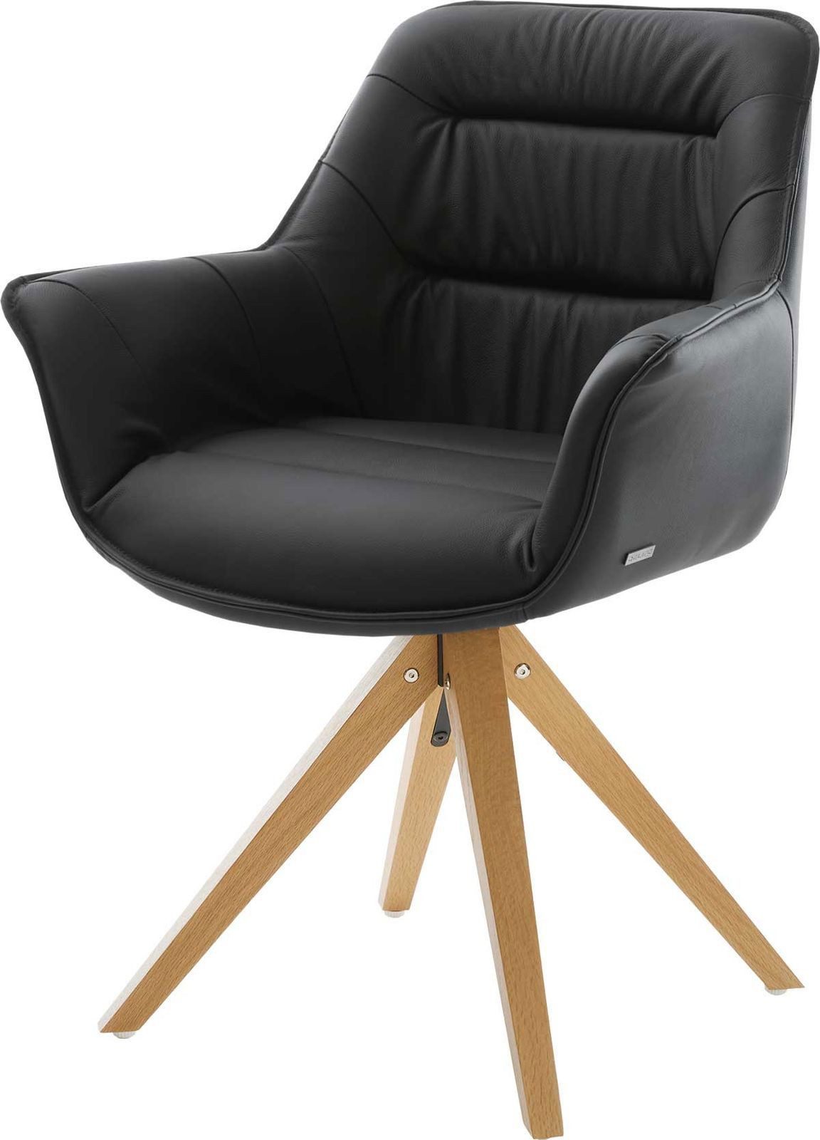 DELIFE Polsterstuhl Kaira-Flex, Holzgestell kantig Natur Echt-Leder Schwarz günstig online kaufen