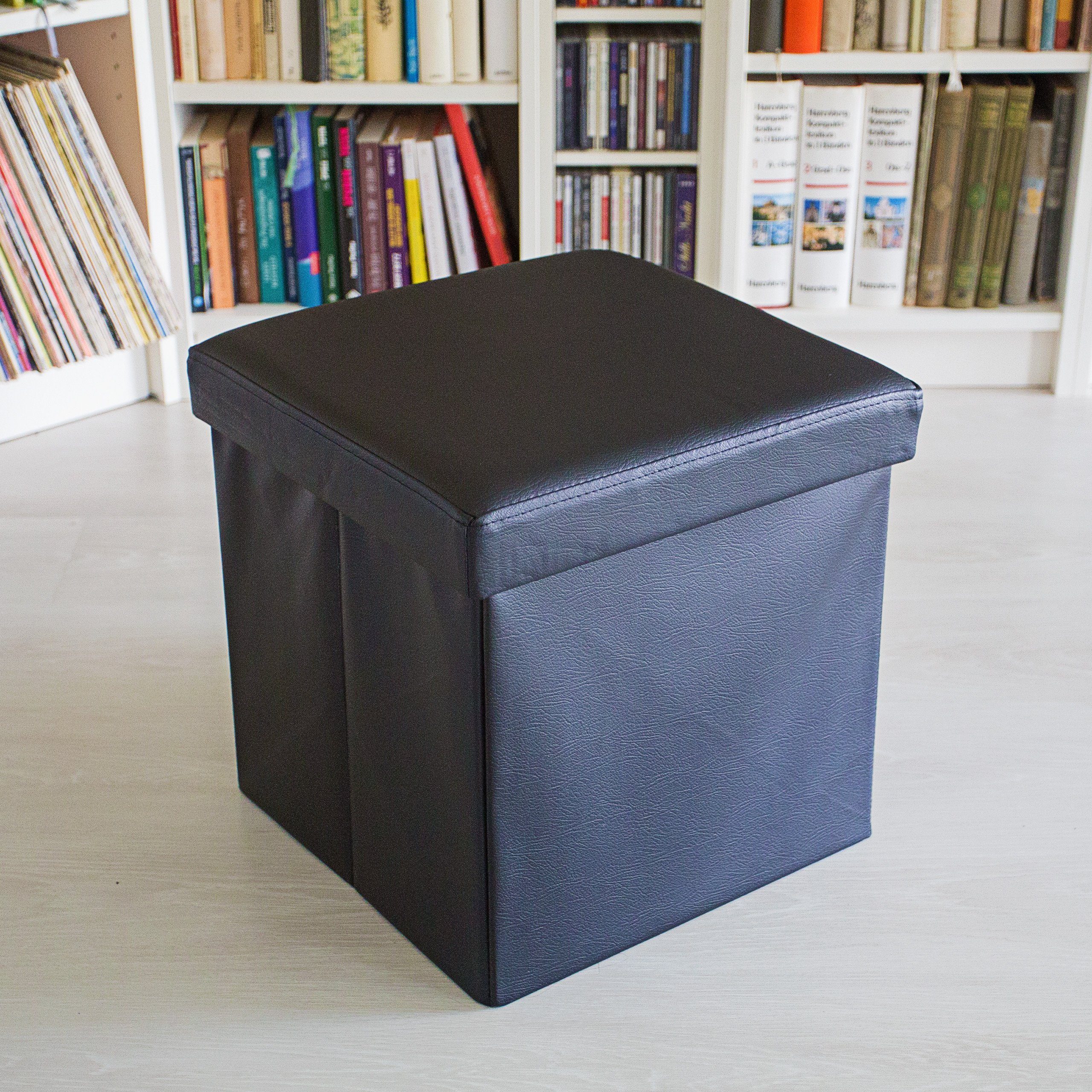 relaxdays Sitzhocker Faltbarer Sitzhocker Kunstleder, Schwarz günstig online kaufen