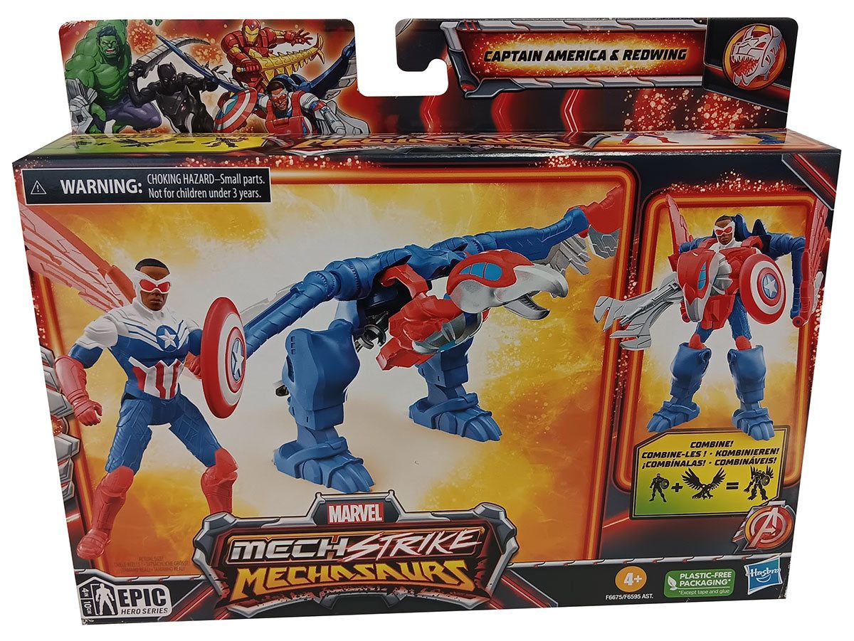 MARVEL Actionfigur Hasbro F6675 Marvel Mechstrike Mechasaurus Captain Amerika und Redwing