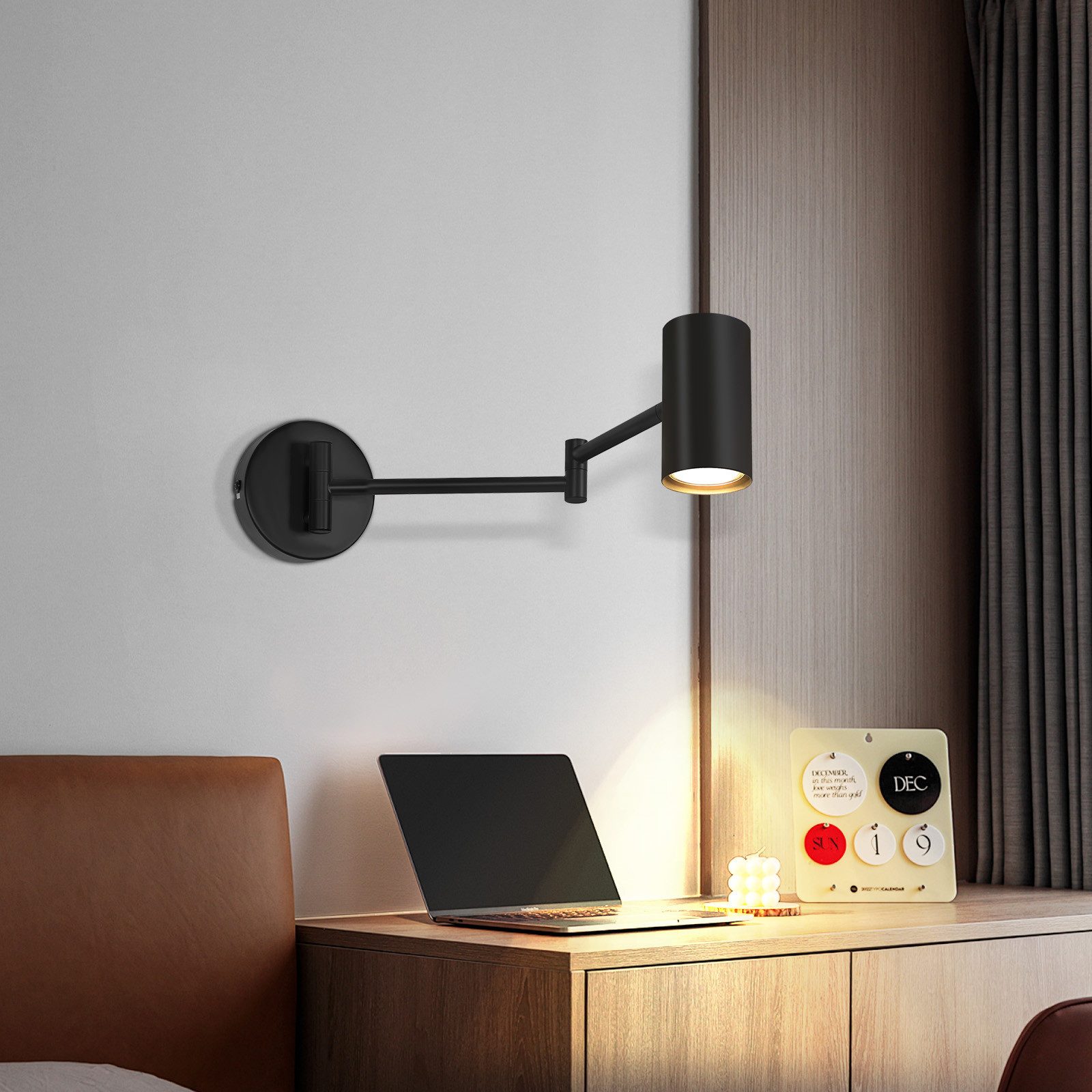 ZMH Wandleuchte Innen Schwarz - GU10 Schwenkbar Vintage Wandlicht für Wohnzimmer Flur, 180° Drehbar, ohne Leuchtmittel, Flexible Einstellung Einfach zu installieren Schlafzimmer Hotel