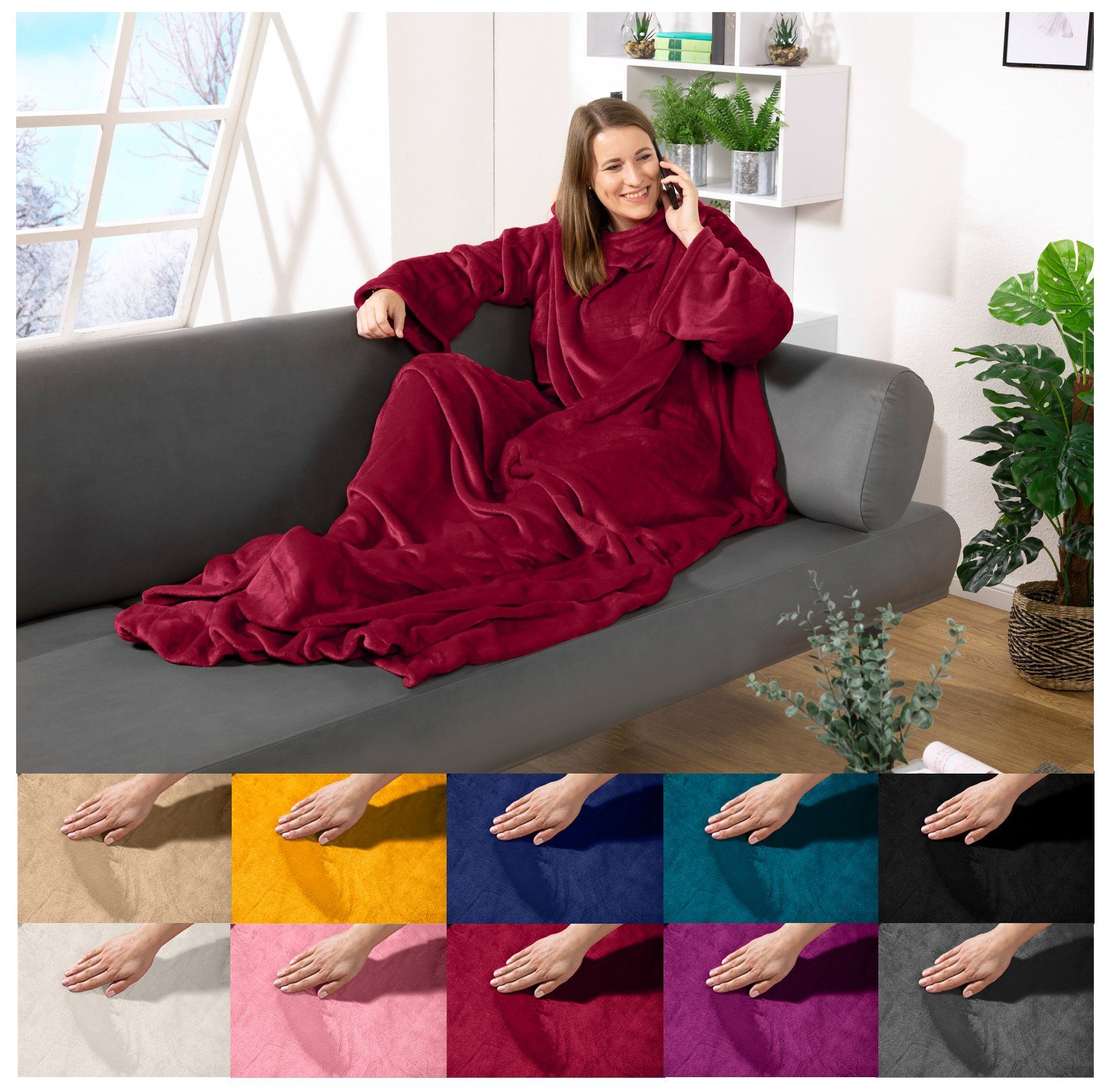 Wohndecke tragbare Ganzkörperdecke Kuscheldecke Ärmeldecke, heimtexland, günstig online kaufen